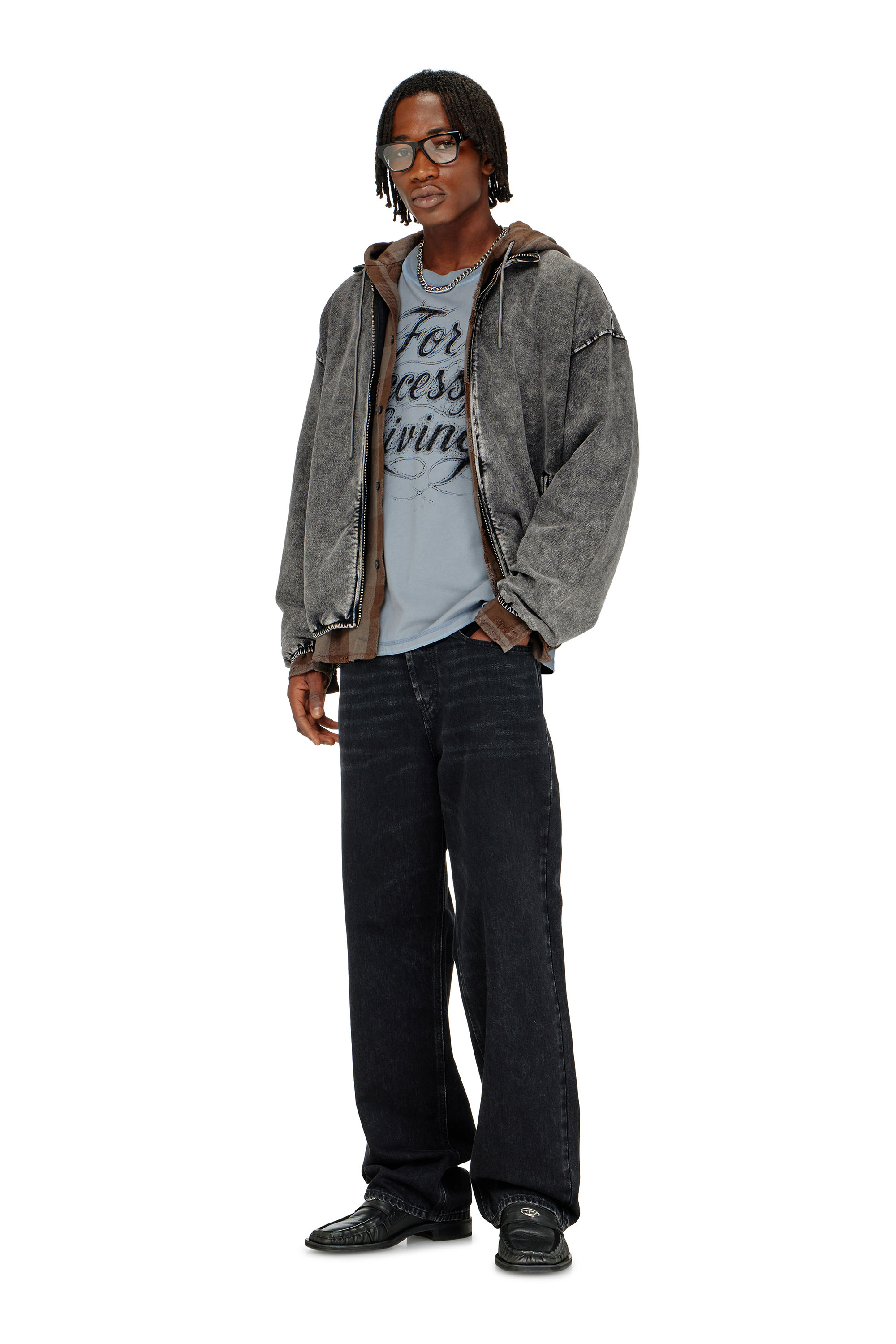 Diesel - S-CORSY, Veste sweat effet denim Homme in Gris - 2