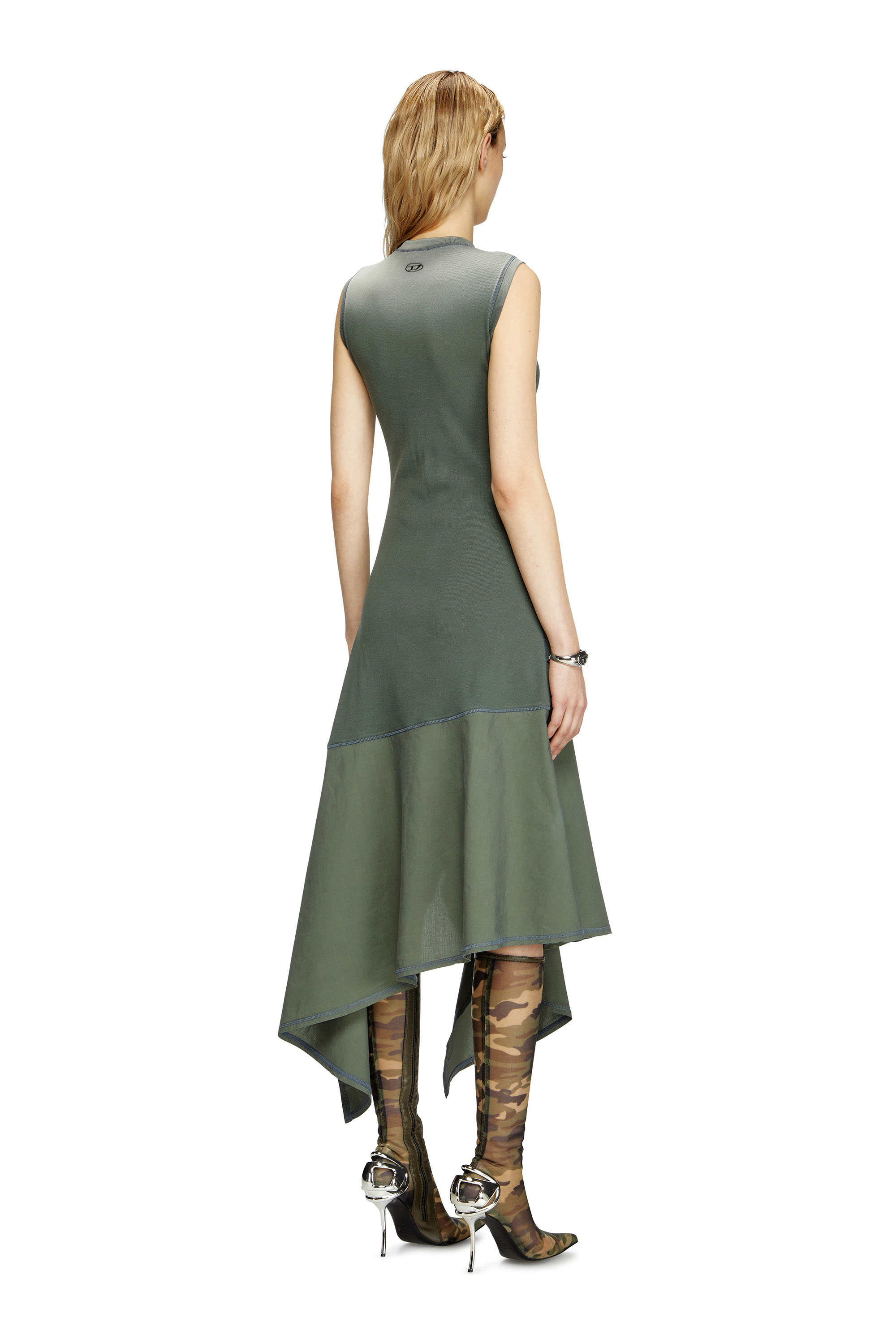 Diesel - D-ELICY, Robe asymétrique sans manches Femme in Vert - 4