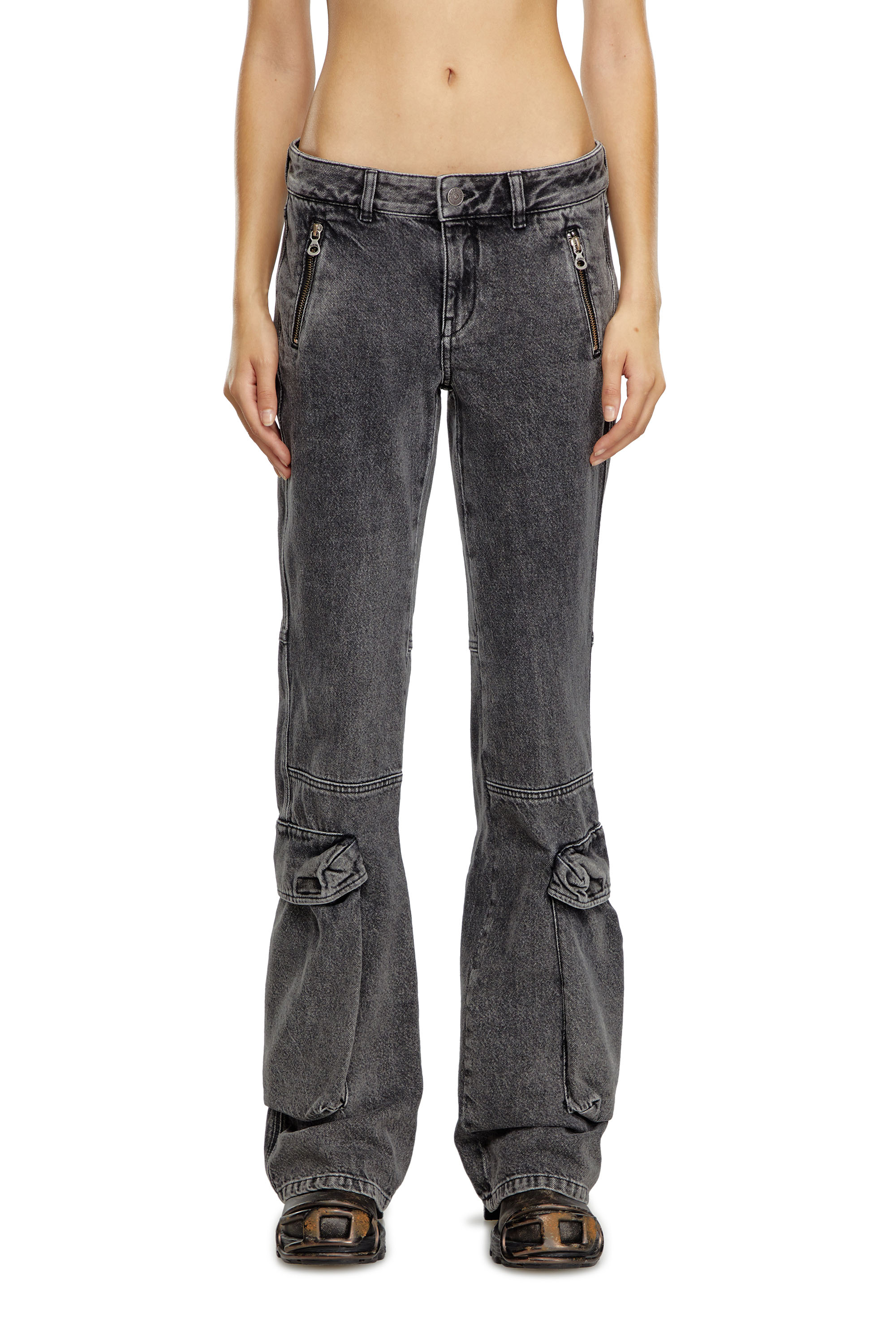 Diesel - Bootcut Jeans D-Poky 0CBDH Donna, Nero/Grigio scuro - Image 3