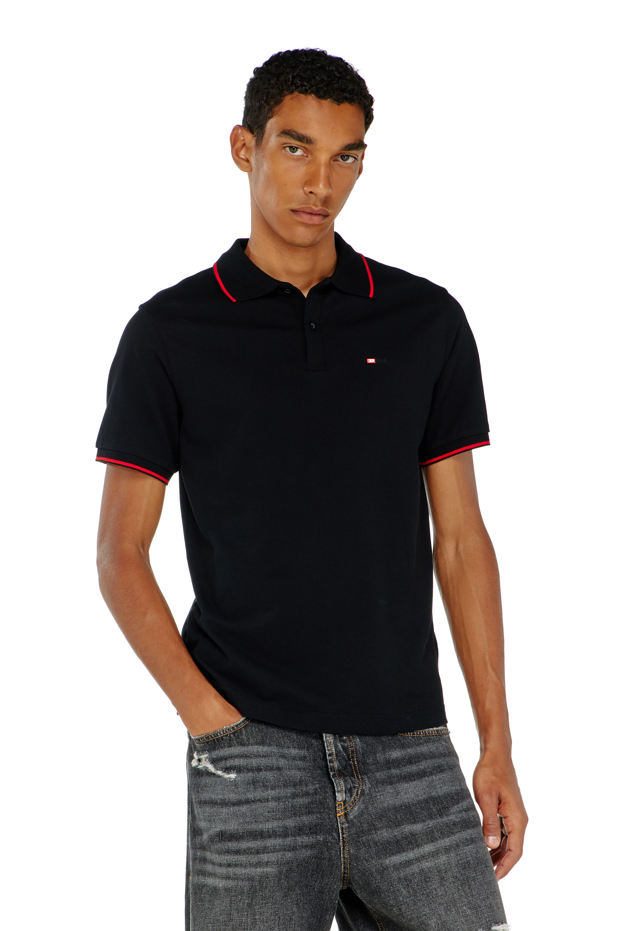Diesel - T-FERRY-MICRODIV, Herren Poloshirt mit Diesel-Microstickerei in Schwarz - 1