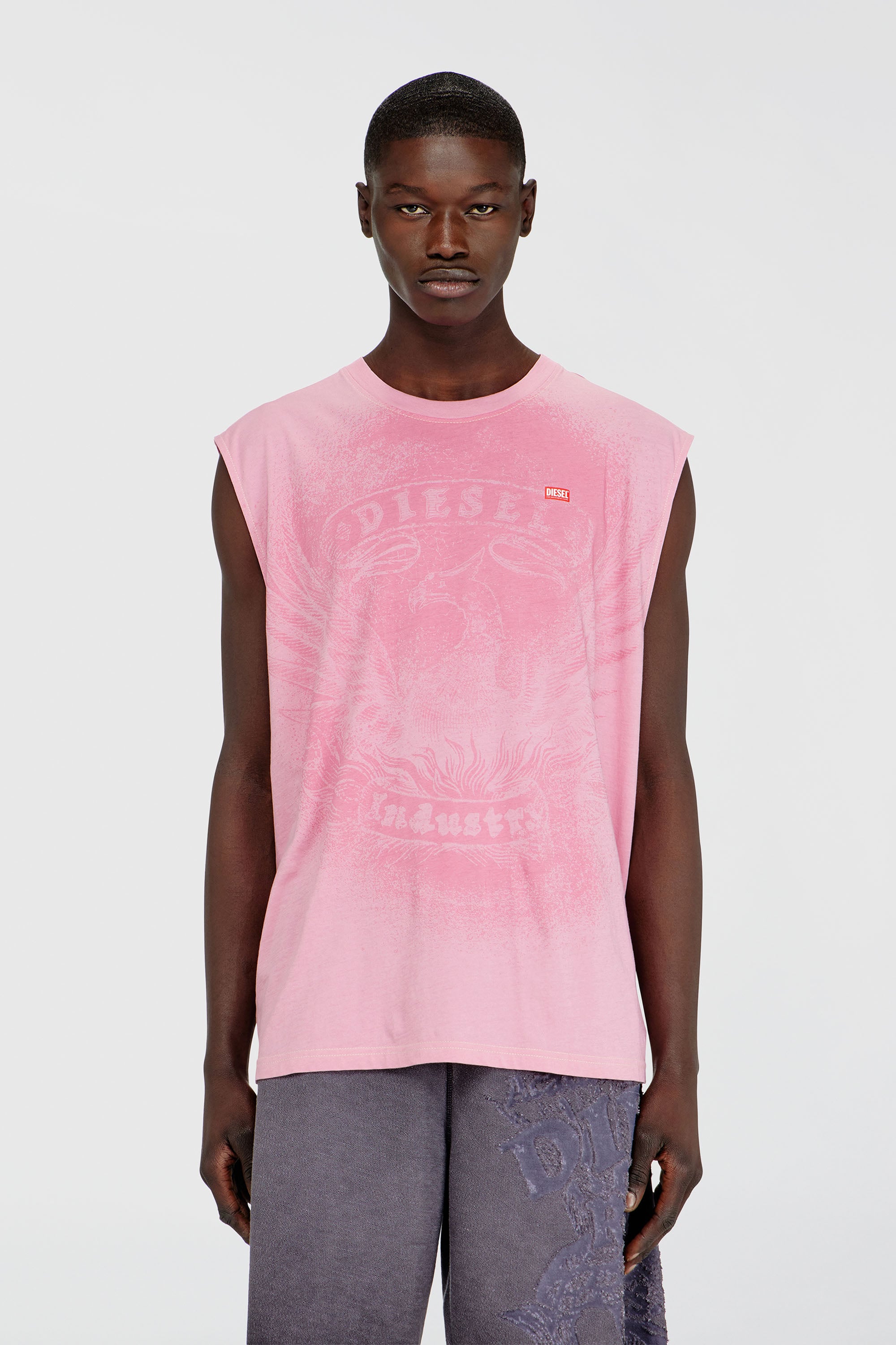 Diesel - T-BOXT-SL-NOTCH, Herren &Auml;rmelloses Top aus Baumwolle mit tonaler Grafik in Rosa - 1
