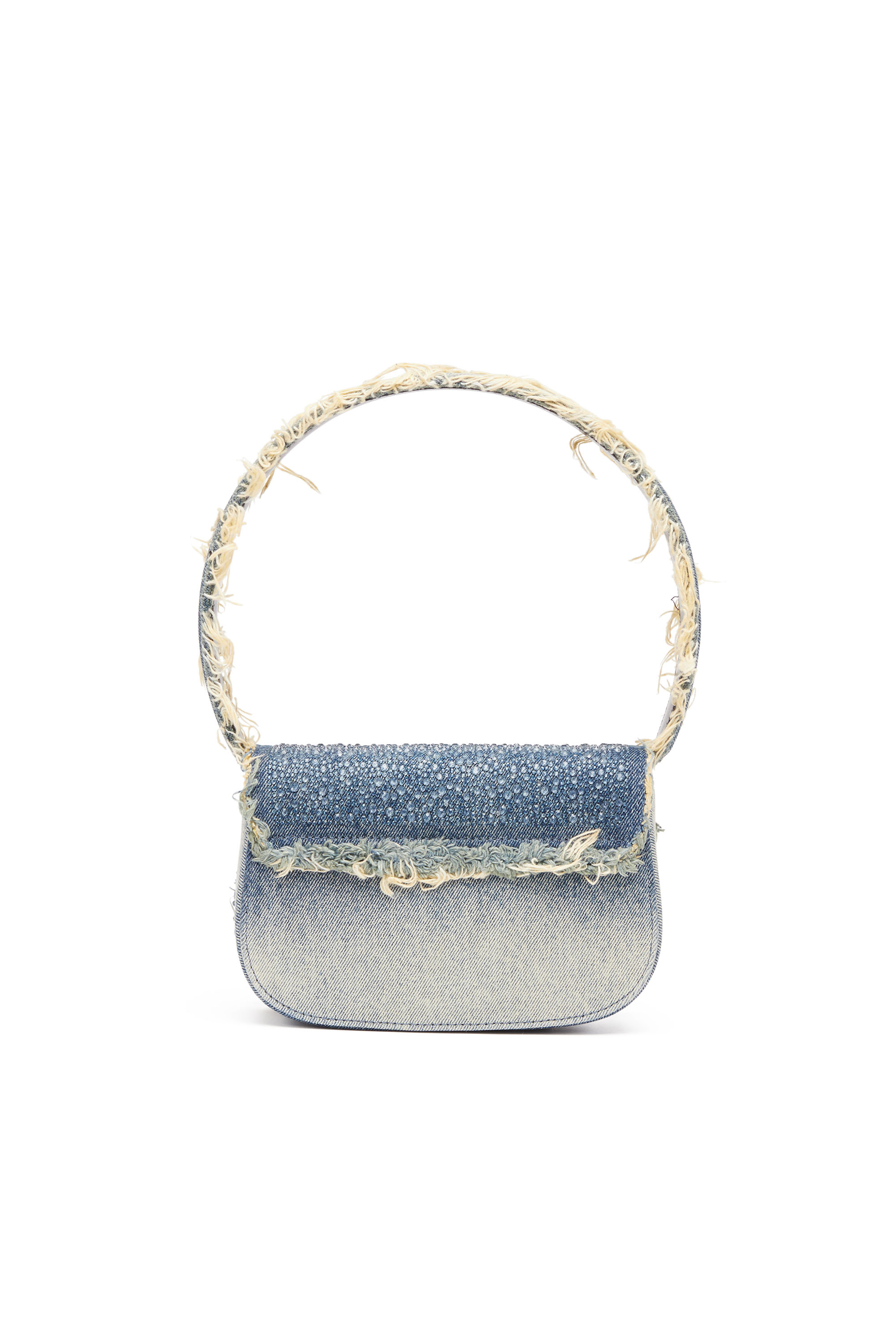 Diesel - 1DR, Woman 1DR-Iconic shoulder bag in denim and crystals in Blue - Image 2