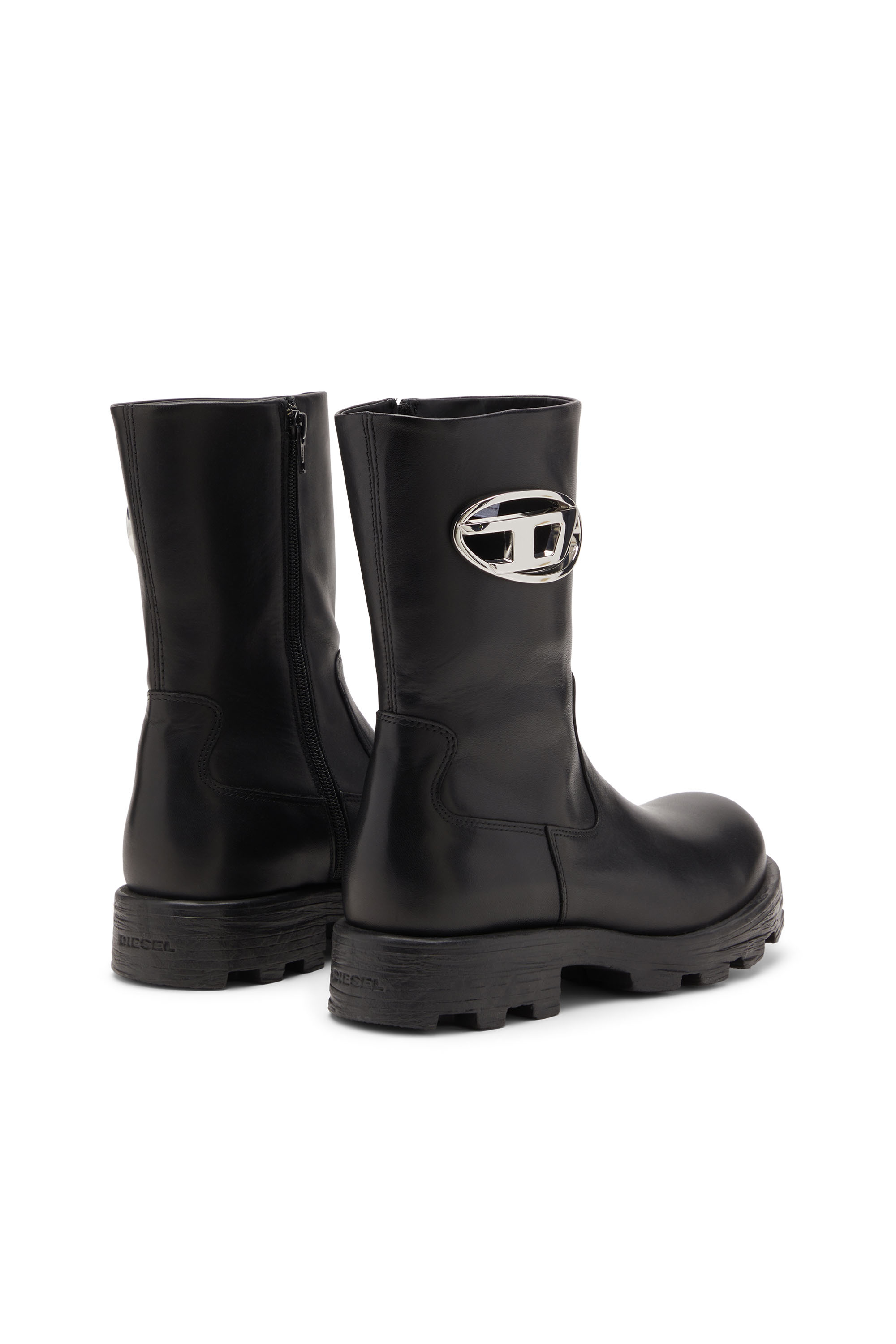 Diesel - D-HAMMER BKR D W, D-Hammer-Bottes de motard en cuir brillant Femme in ToBeDefined - 3