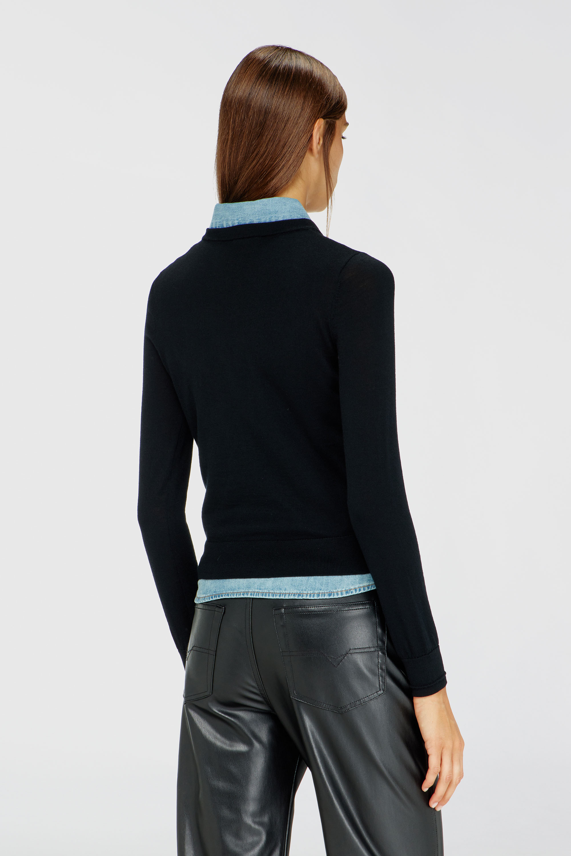Diesel - M-ALINESA, Maglia in lana con logo cut-out Donna in Nero - 4