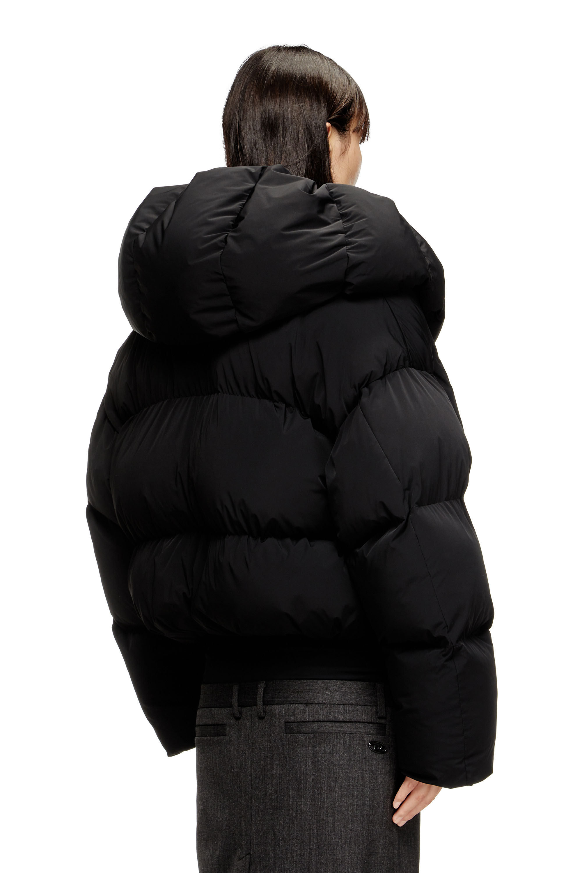 Diesel - W-ILEY-T1, Damen Wickel-Daunen-Jacke aus Bi-Stretch-Nylon in Schwarz - 4
