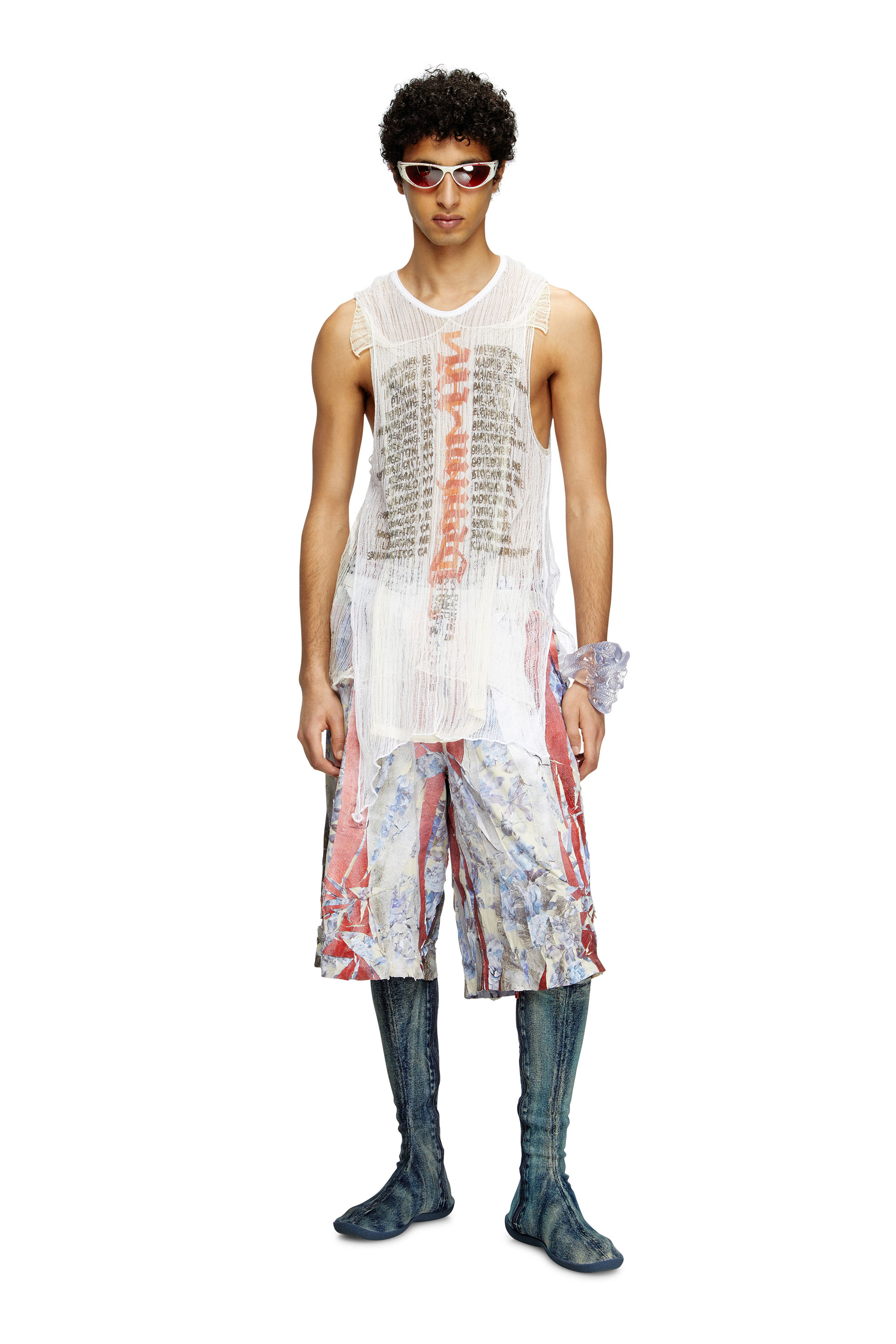 Diesel - K-ABANTE-B, Tank top distressed in maglia Uomo in Bianco - 2