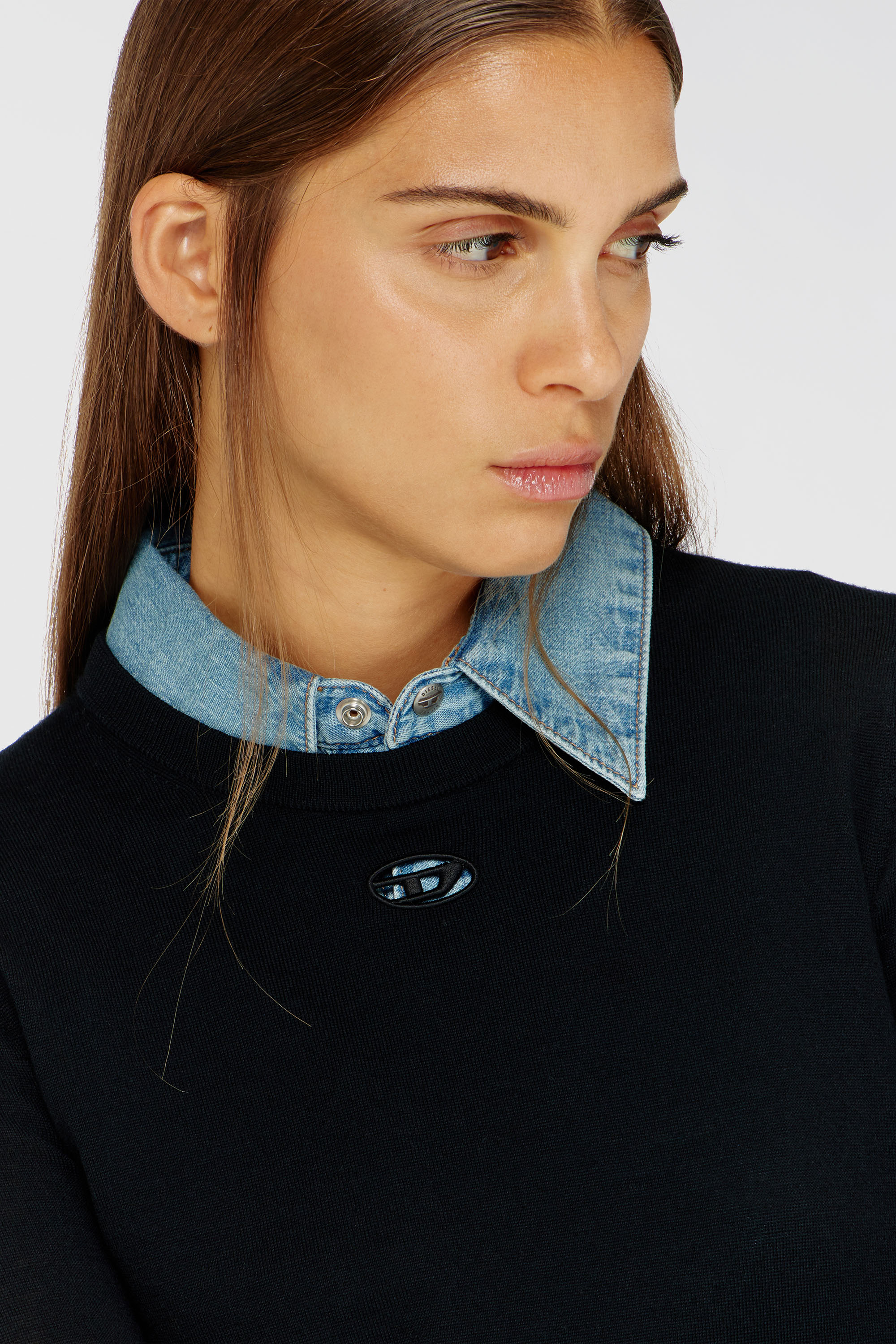 Diesel - M-ALINESA, Maglia in lana con logo cut-out Donna in Nero - 5