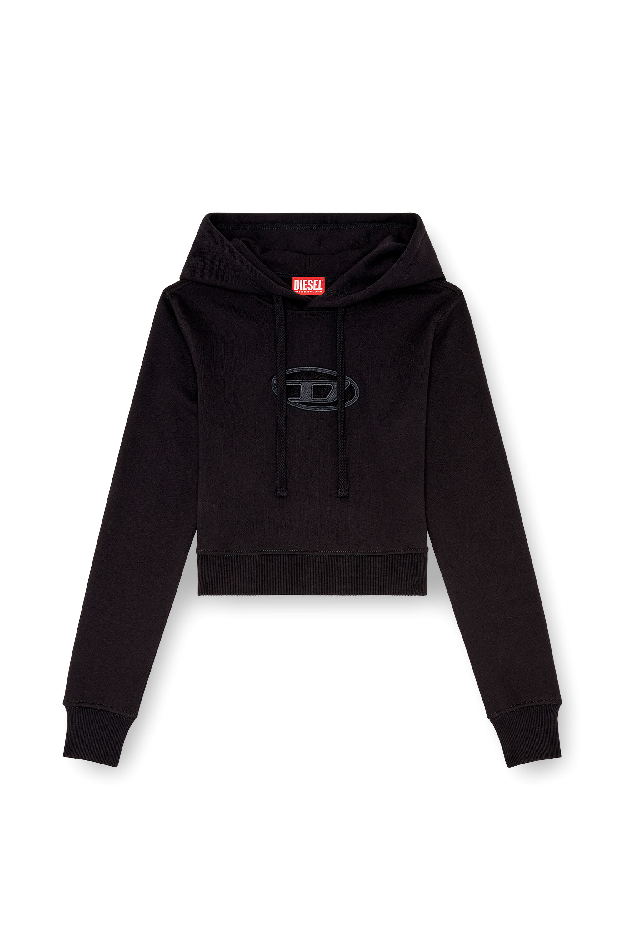 Diesel - F-SLIMMY-HOOD-OD, Donna Hoodie con logo Oval D cut-out in Nero - Image 3