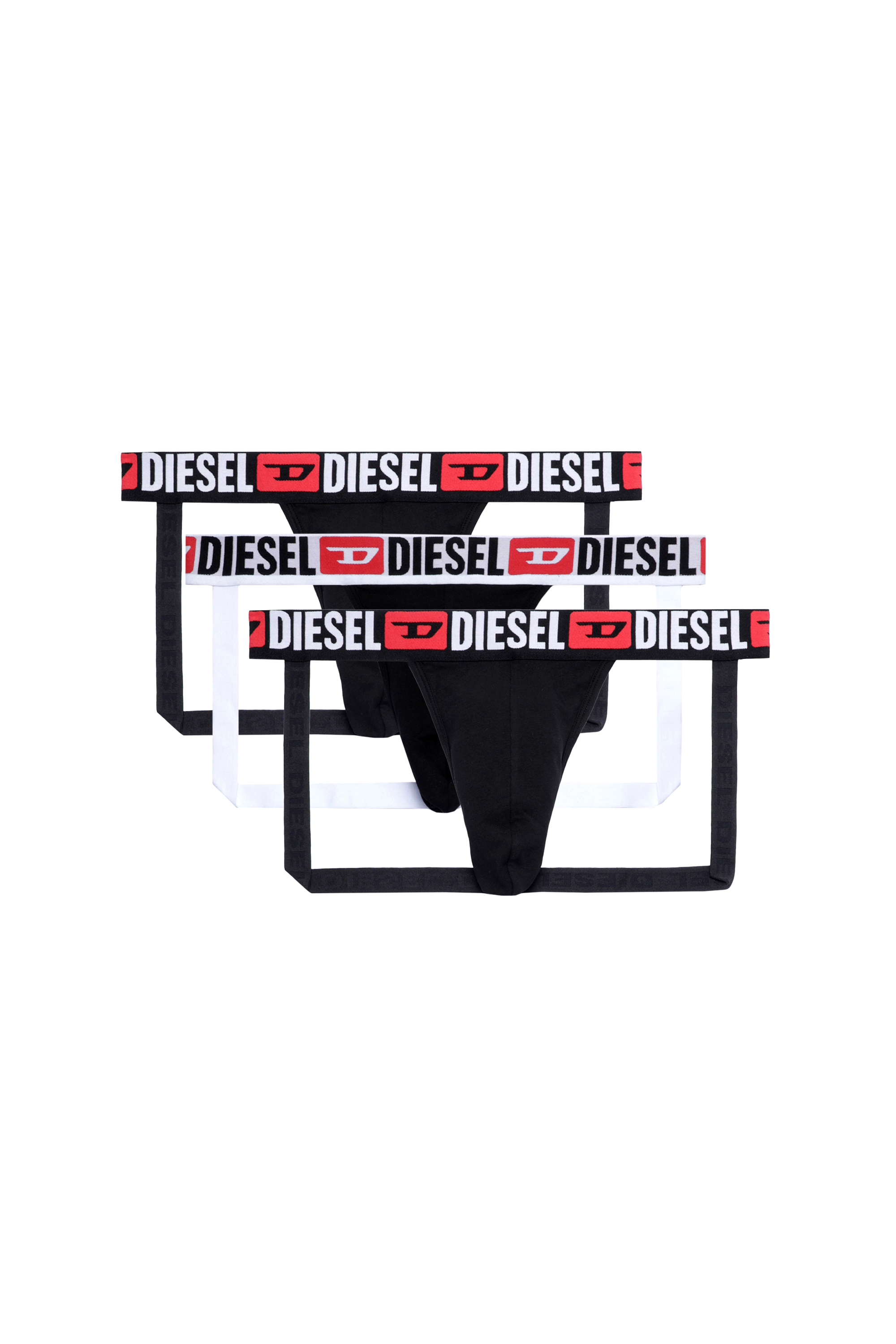 Diesel - UMBR-JOCKYTHREEPACK, Man Three-pack jockstraps with logo waists in Black - Image 1