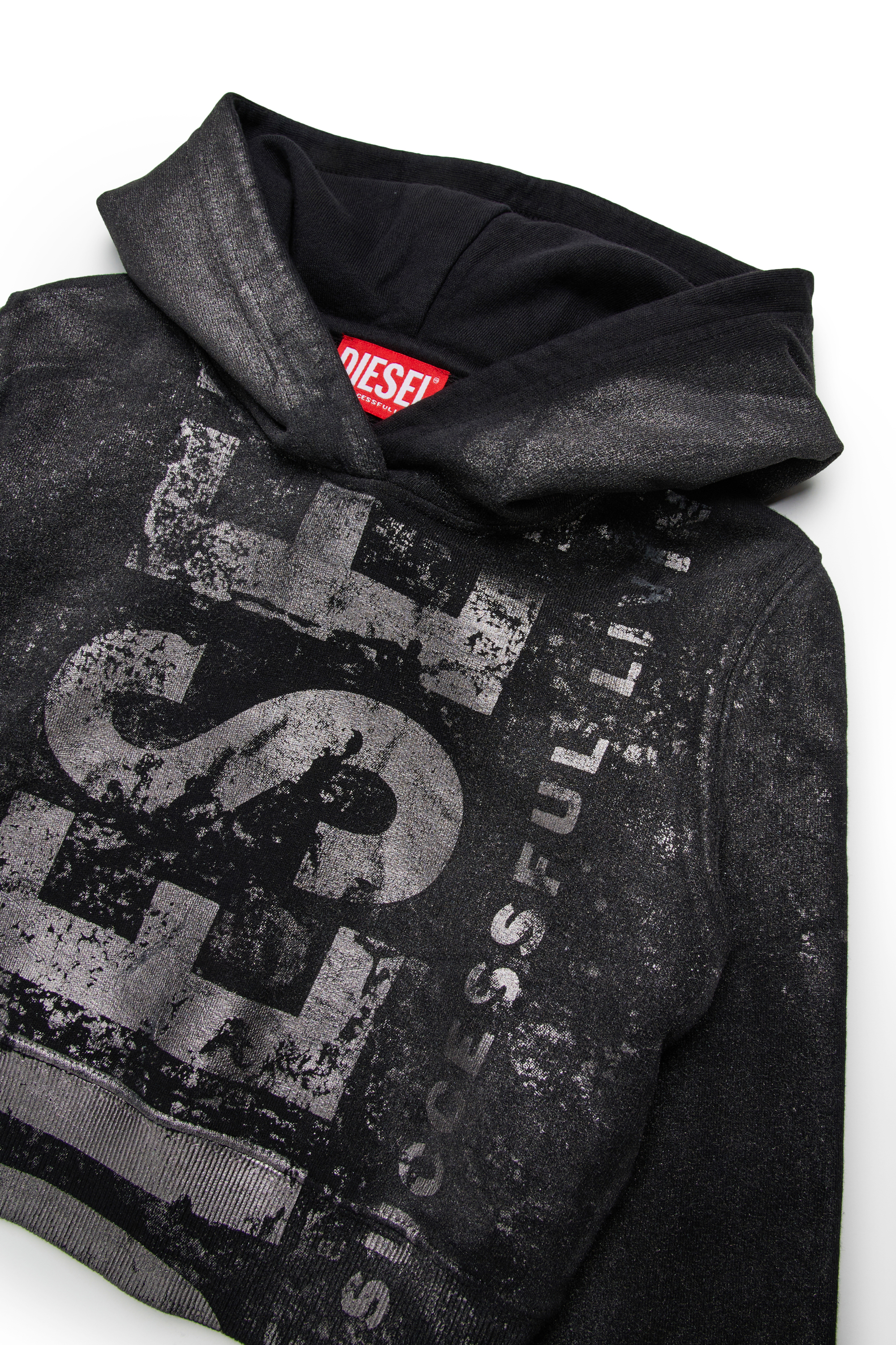 Diesel - SLIMPHOOD, Hoodie in cotone con stampa logo Donna in Nero - 3