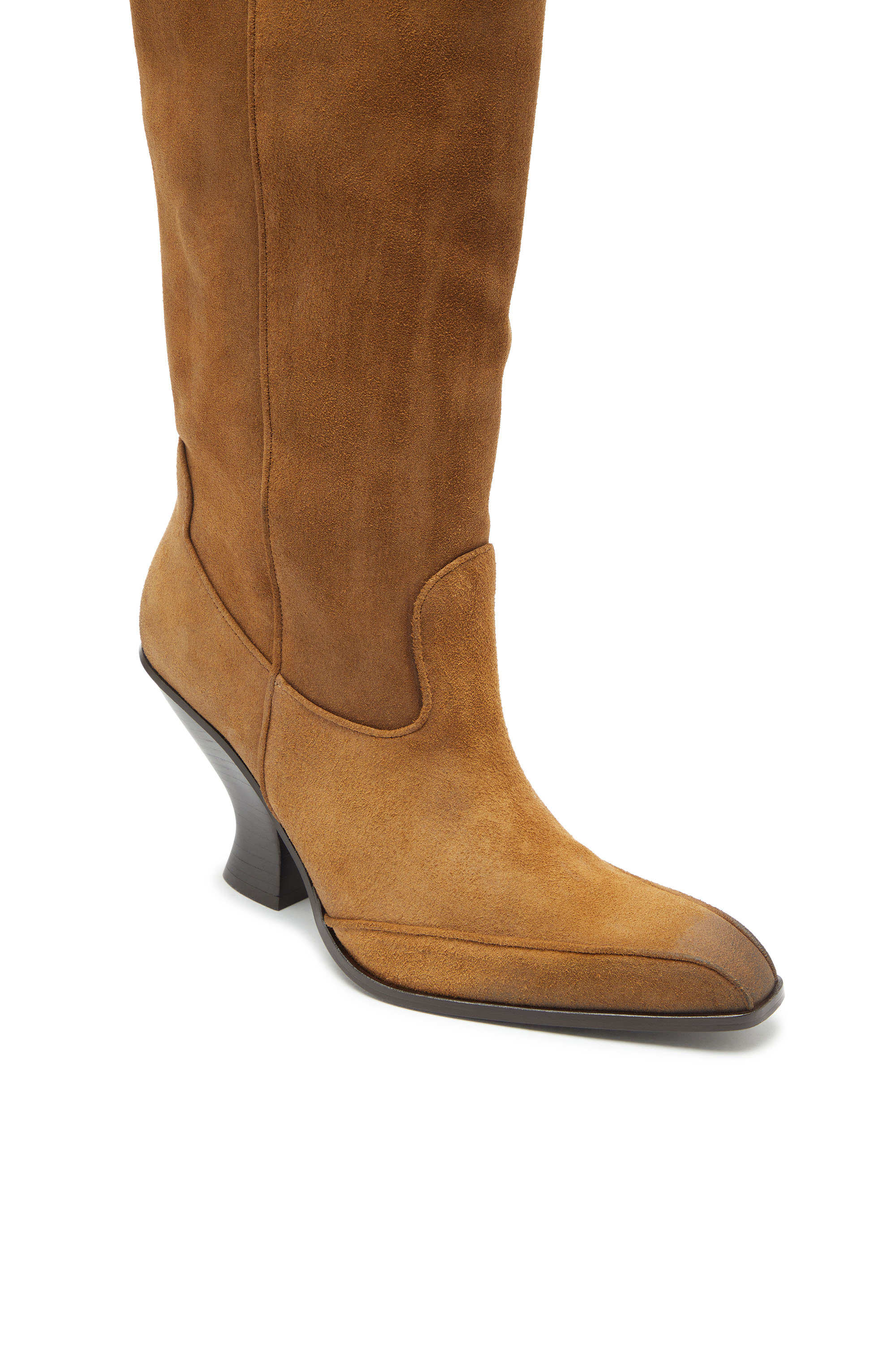 Diesel - D-LUFFY-75-TUBE, Damen D-Luffy - kniehohe Stiefel aus Veloursleder in Camel - 4