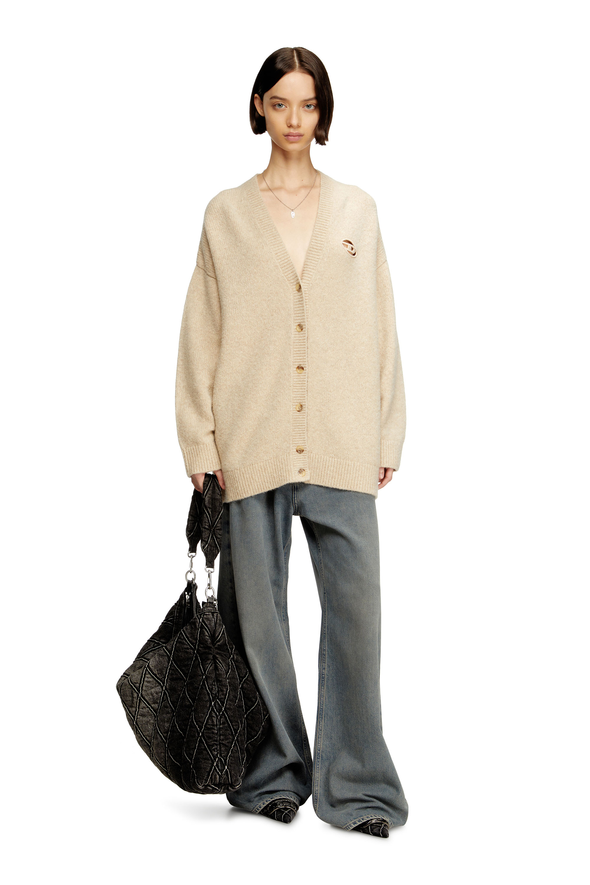 Diesel - M-AREELA, Damen Cardigan aus Woll- und Alpakamischung in Beige - 2