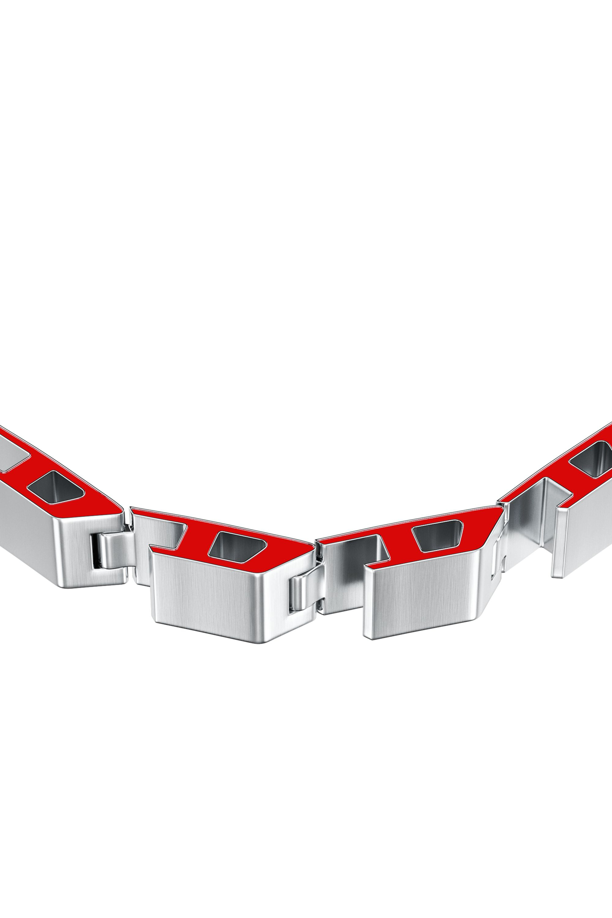 Diesel - DX1690040 JEWELLERY, Unisex's Stainless steel bracelet in Silver/Red - 3