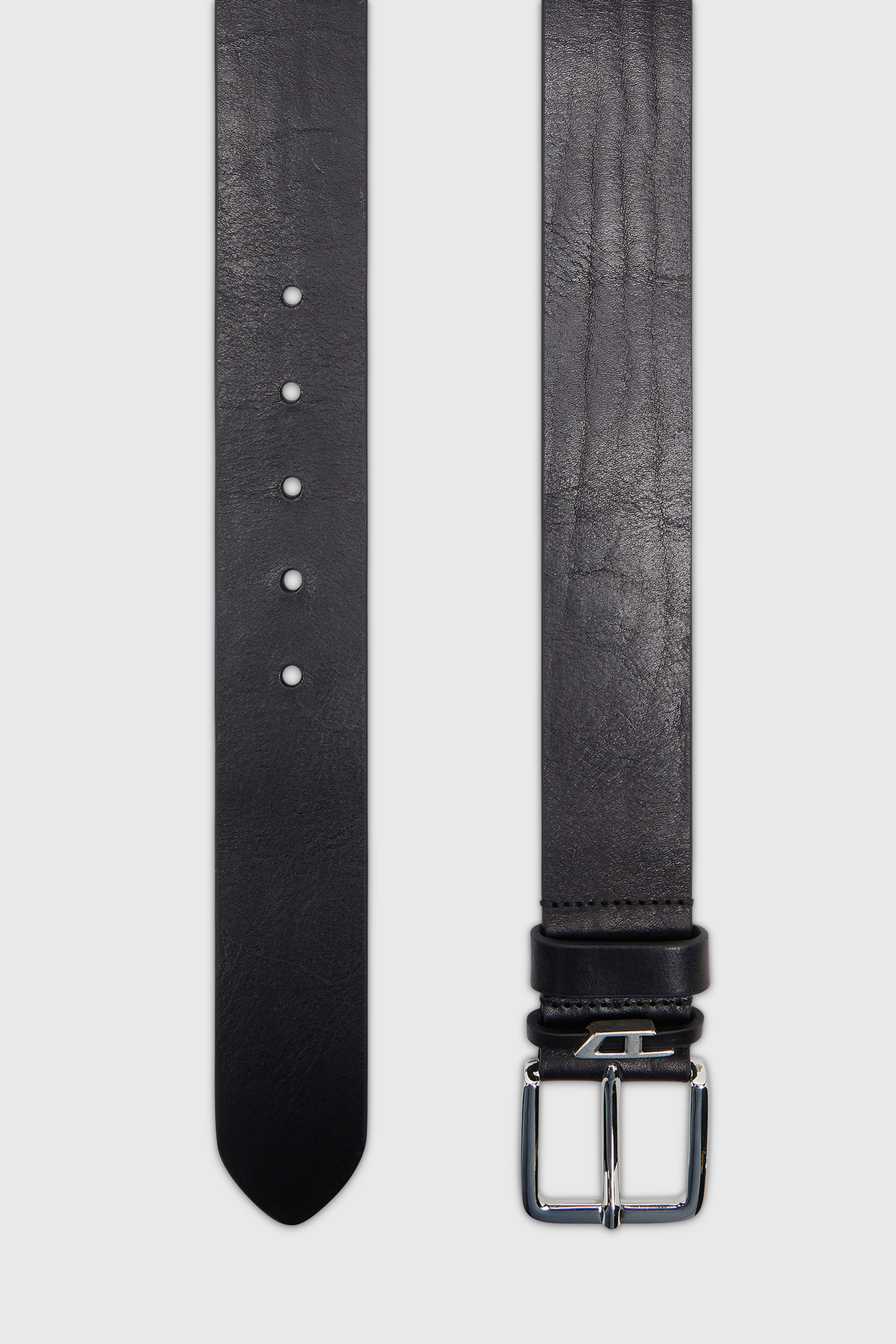 Diesel - B-D LOOP, 4 cm ceinture en cuir froiss&eacute; Homme in Noir - 2