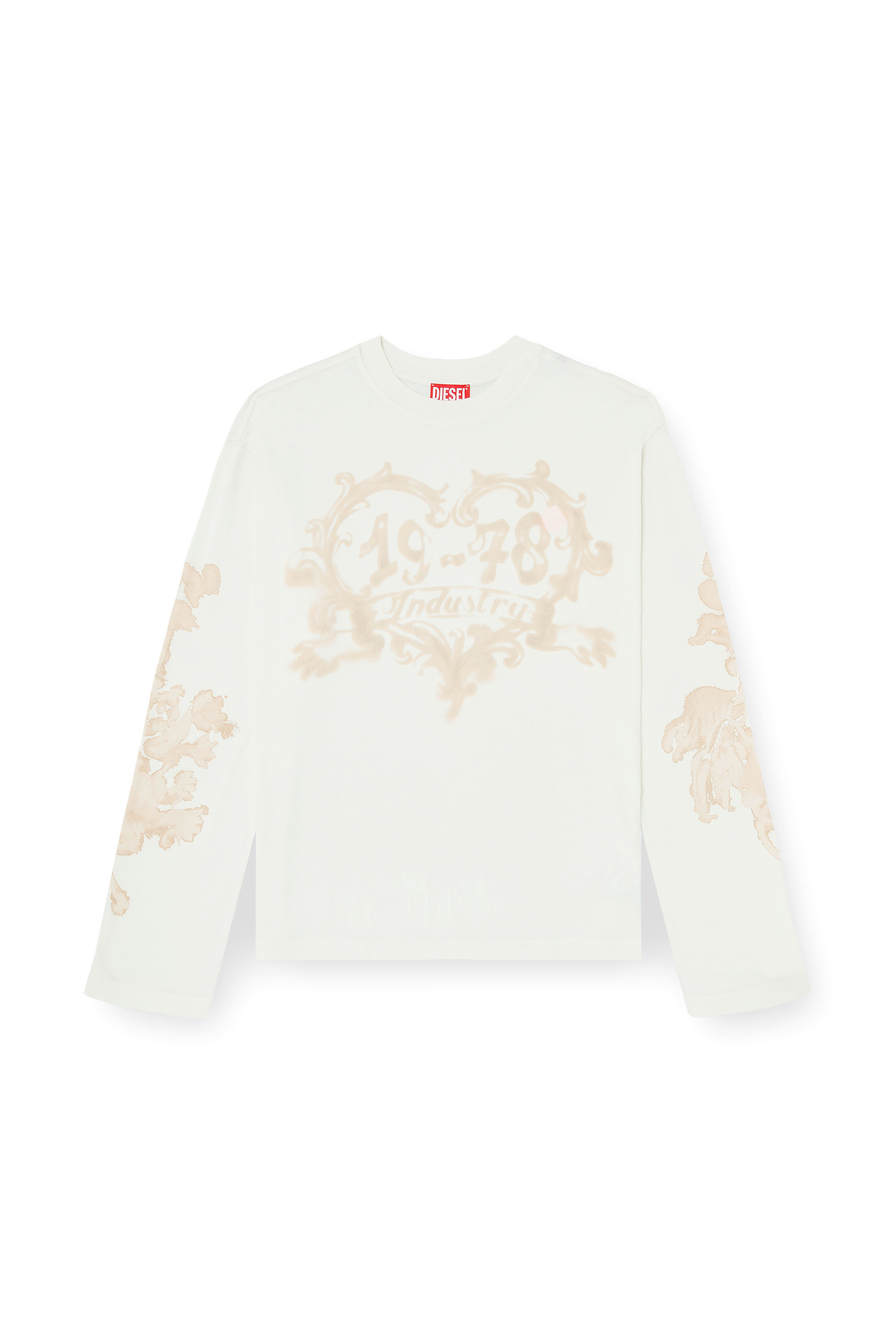 Diesel - T-HILARY-LS-AA1, Damen Langarmshirt aus Baumwolle mit Grafikprint in Weiss/Rosa - 3