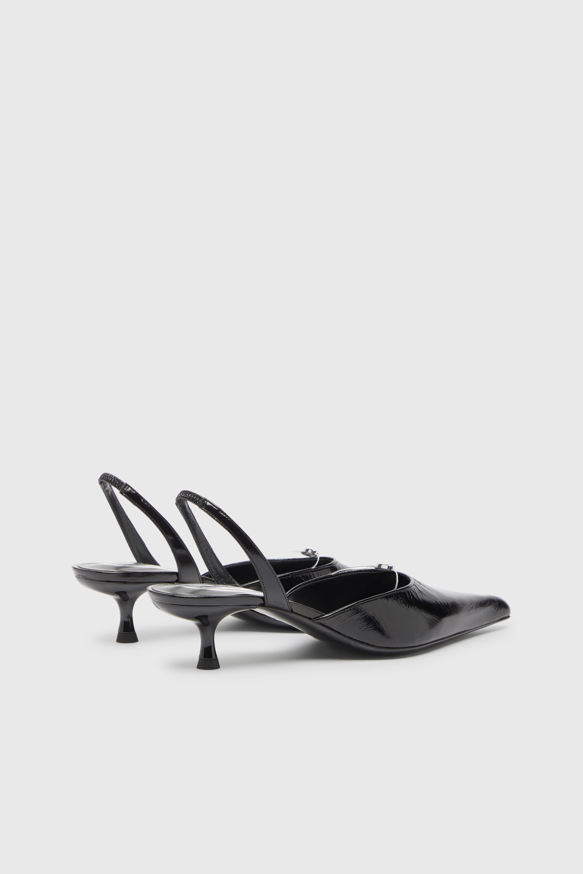 Diesel - D-JEWELS 40 D'OR, D-Jewels - Slingbacks en cuir avec bijou Oval D Femme in Noir - 3