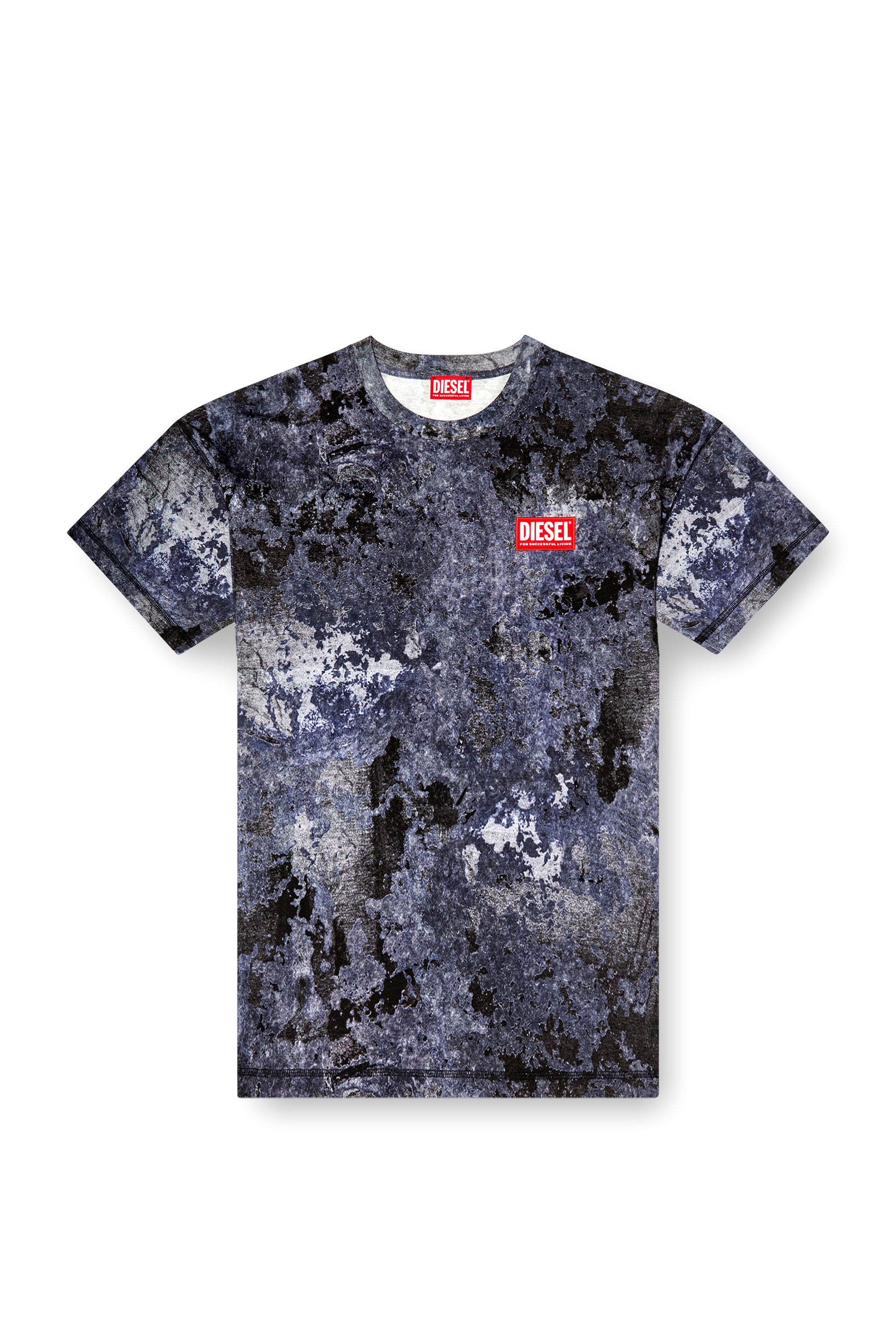 Diesel - T-BOXT-R12, T-shirt con effetto marmorizzato burnout Uomo in Blu - 3