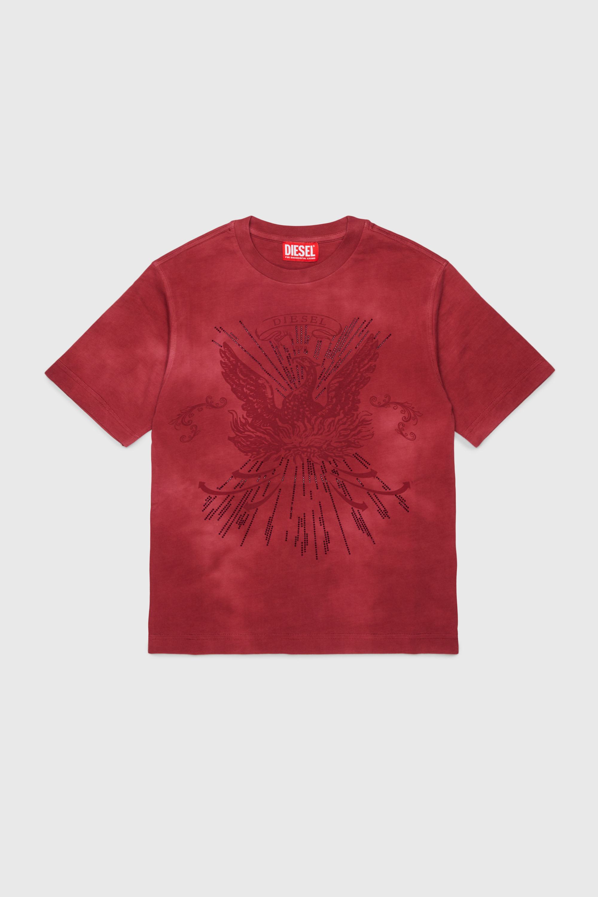 Diesel - TFIN OVER, T-shirt avec motif ph&eacute;nix orn&eacute; Homme in Rouge - 1