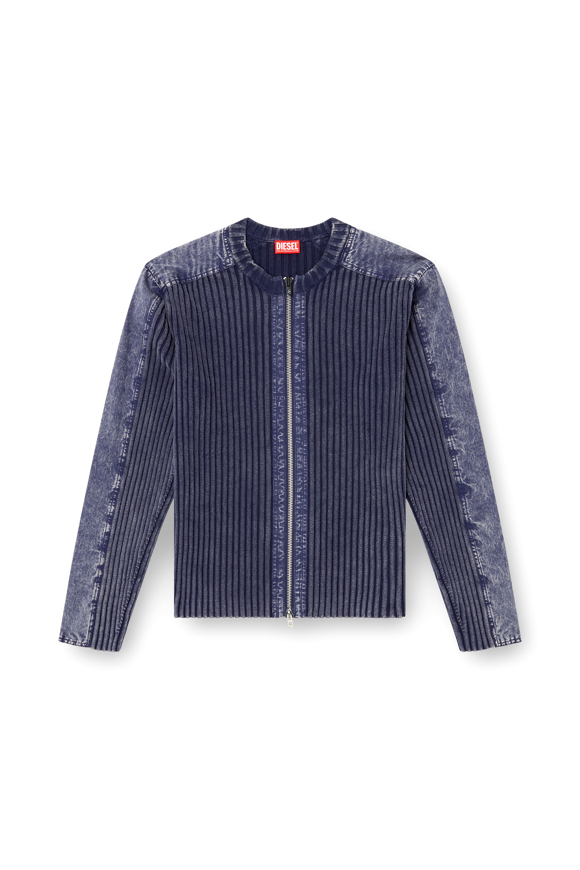 Diesel - K-MATTY, Cardigan con zip e panelli a contrasto Uomo in Blu - 2