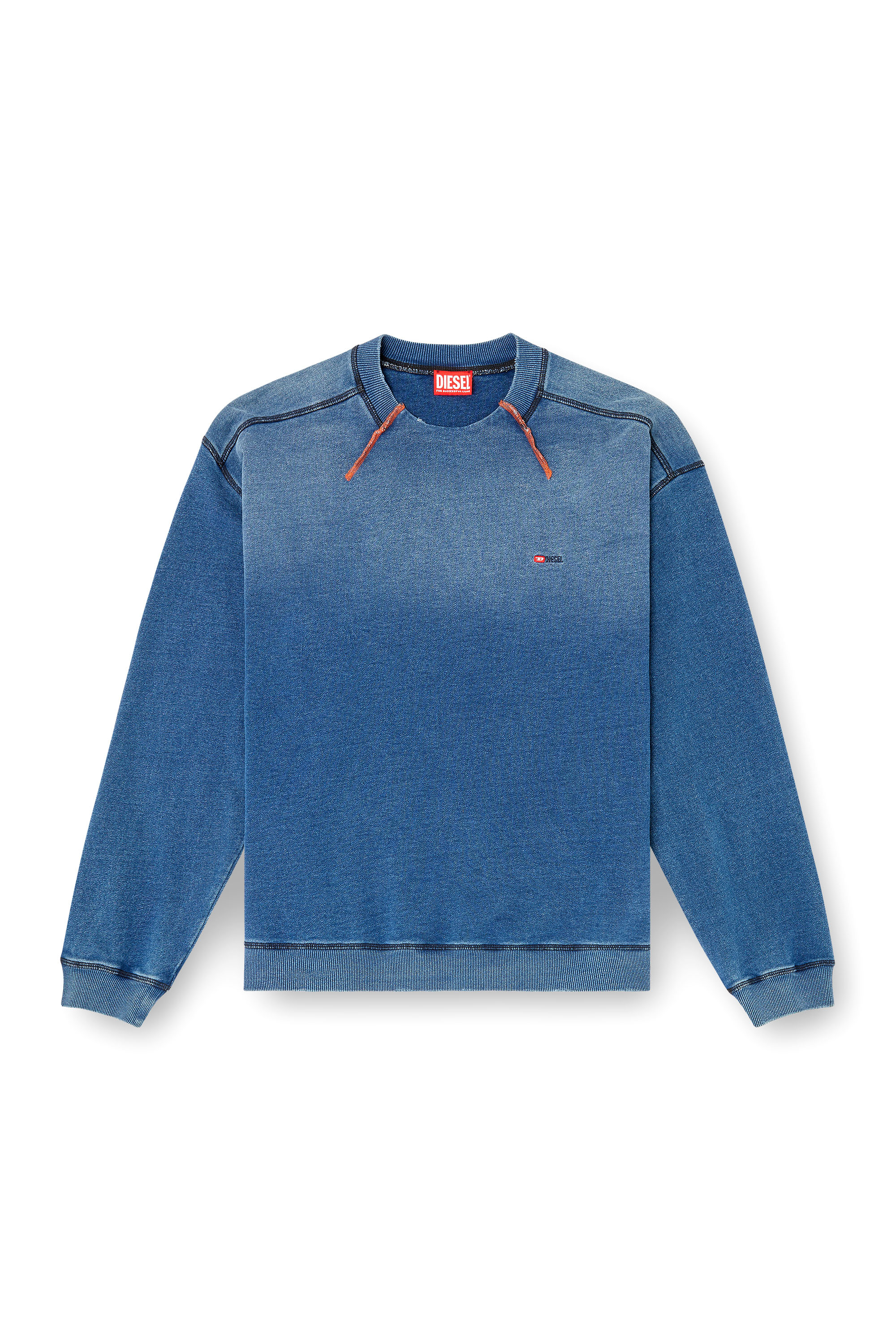 Diesel - S-CRAO-BOXT, Pull en coton avec coutures contrastées Homme in Bleu - 3