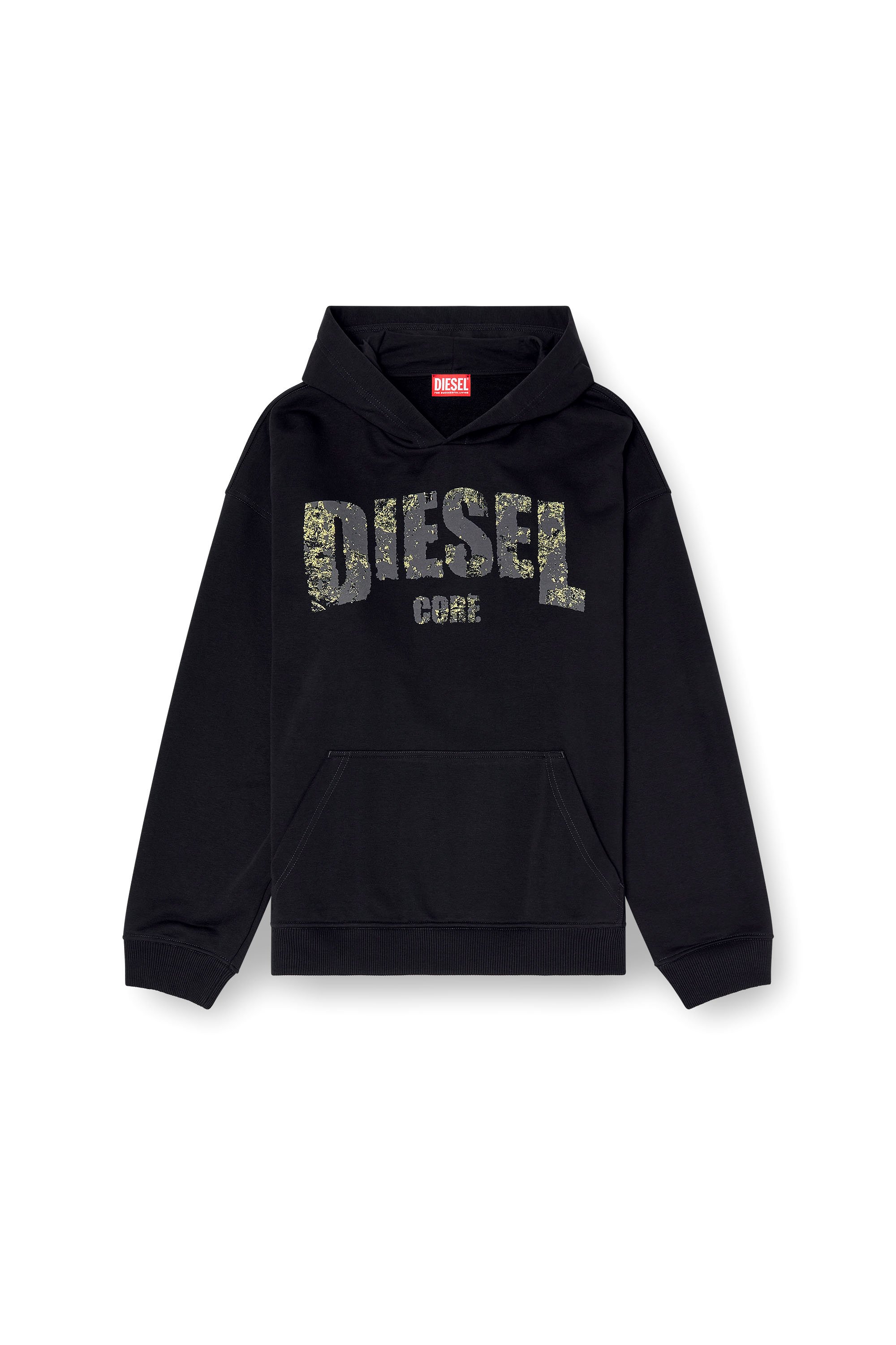 Diesel - S-BOXT-HOOD-R13, Herren Hoodie mit Logo-Print in Destroyed-Optik in Schwarz - 3