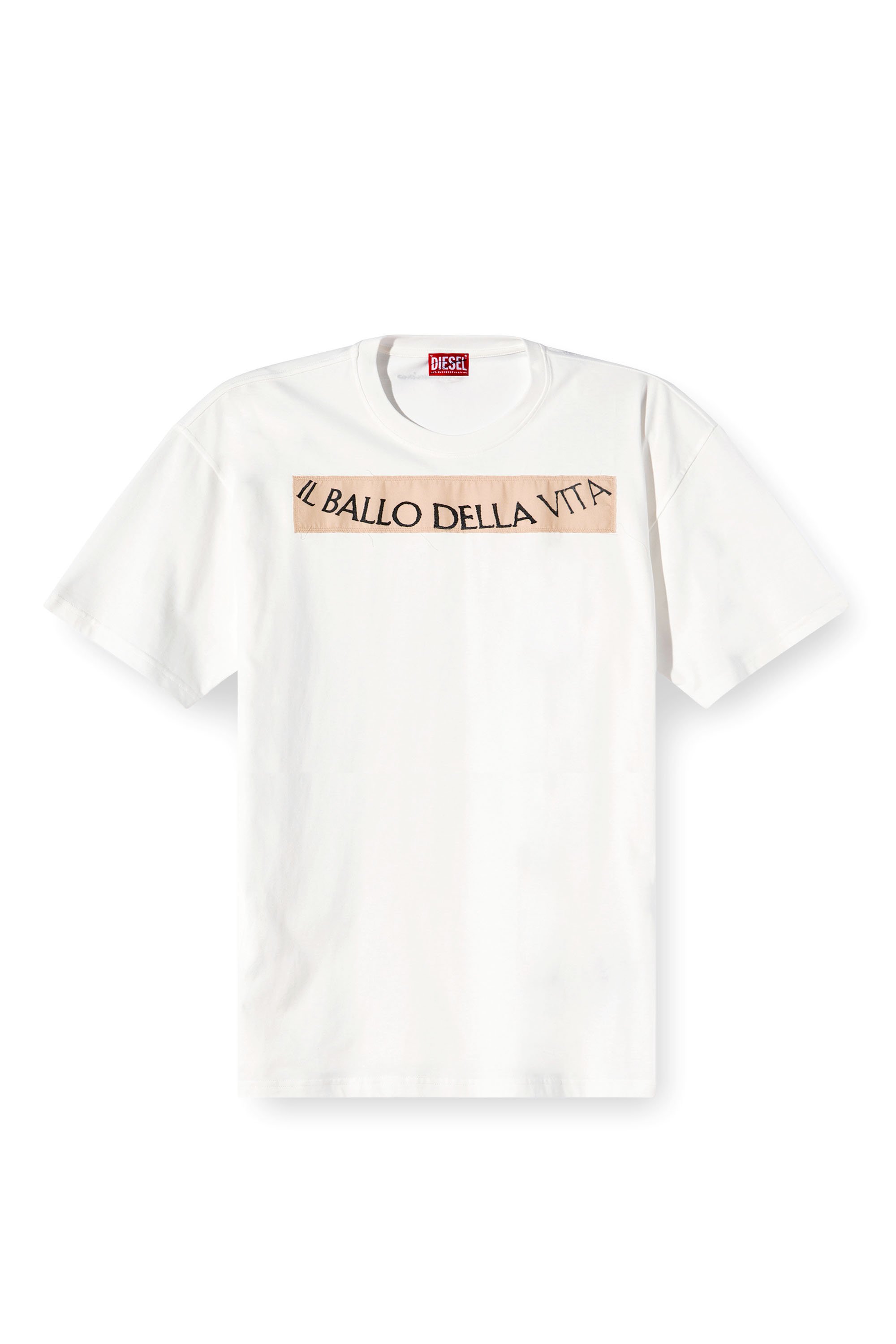 Diesel - T-BOXT-BALLO-DD, T-shirt con patch tattoo Unisex in Bianco - 6