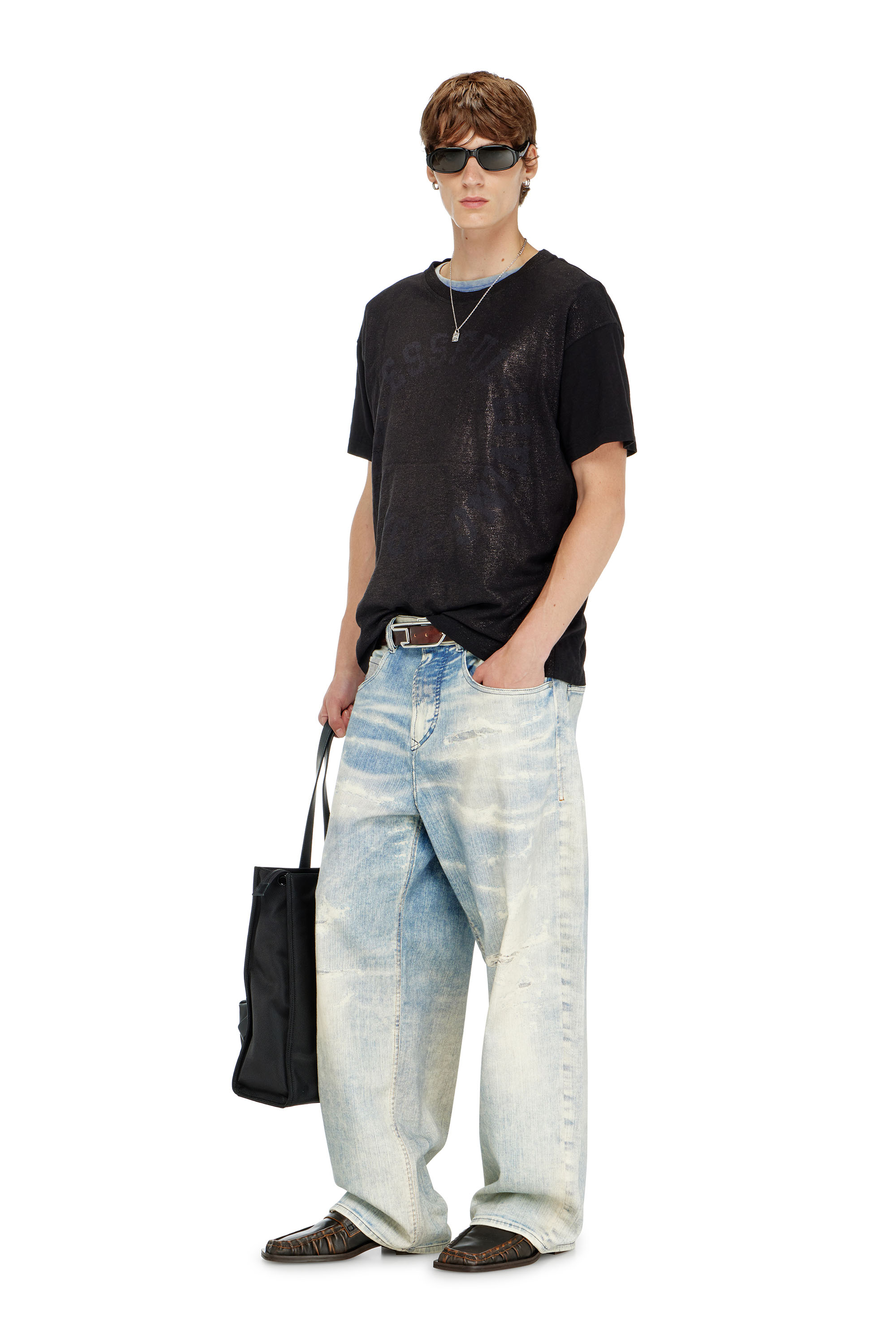Diesel - T-NORM-AA2, T-shirt en coton &agrave; col rond avec imprim&eacute; foil Homme in Noir - 2