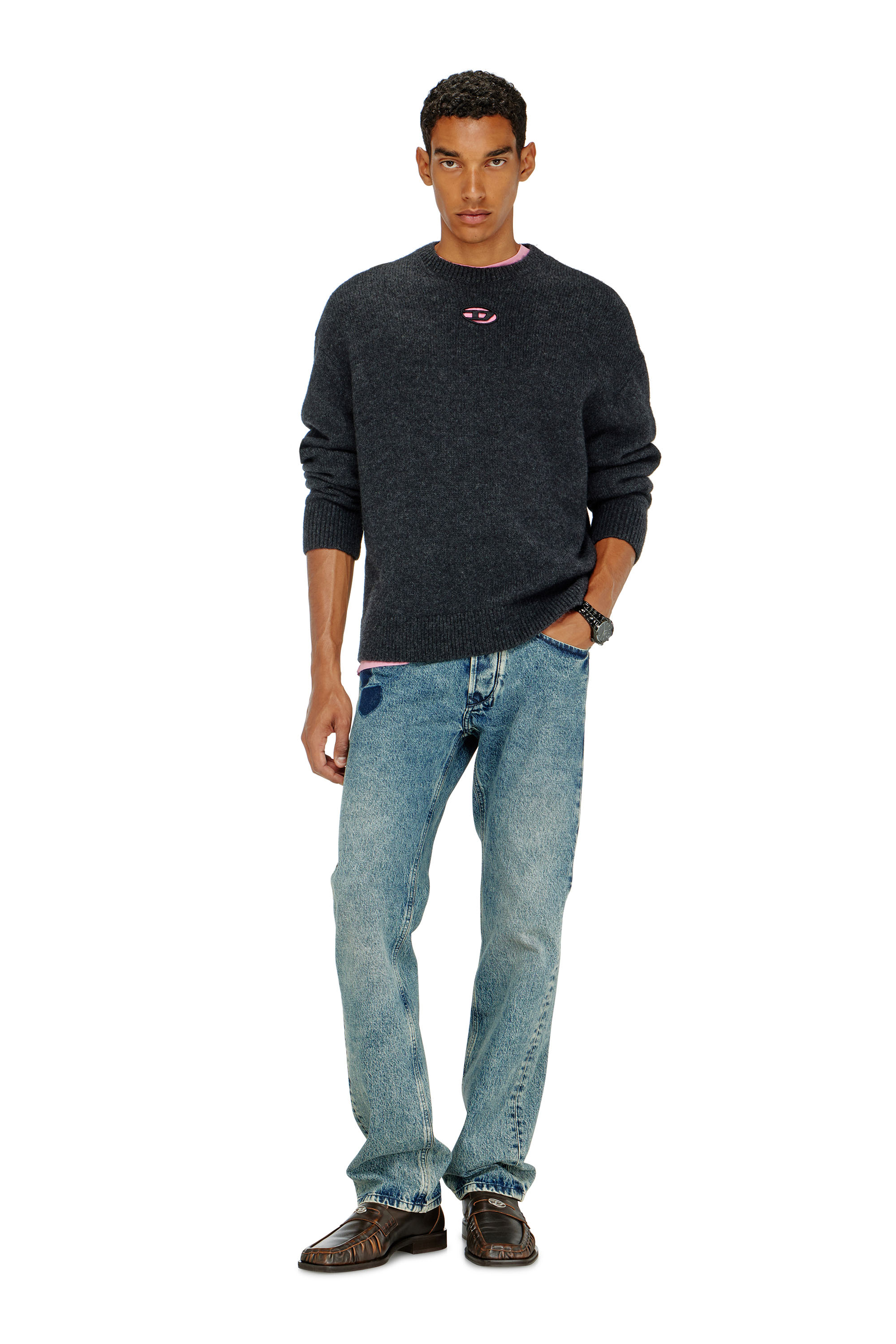 Diesel - K-AREESO, Pull en m&eacute;lange de laine et alpaga Homme in Noir - 2
