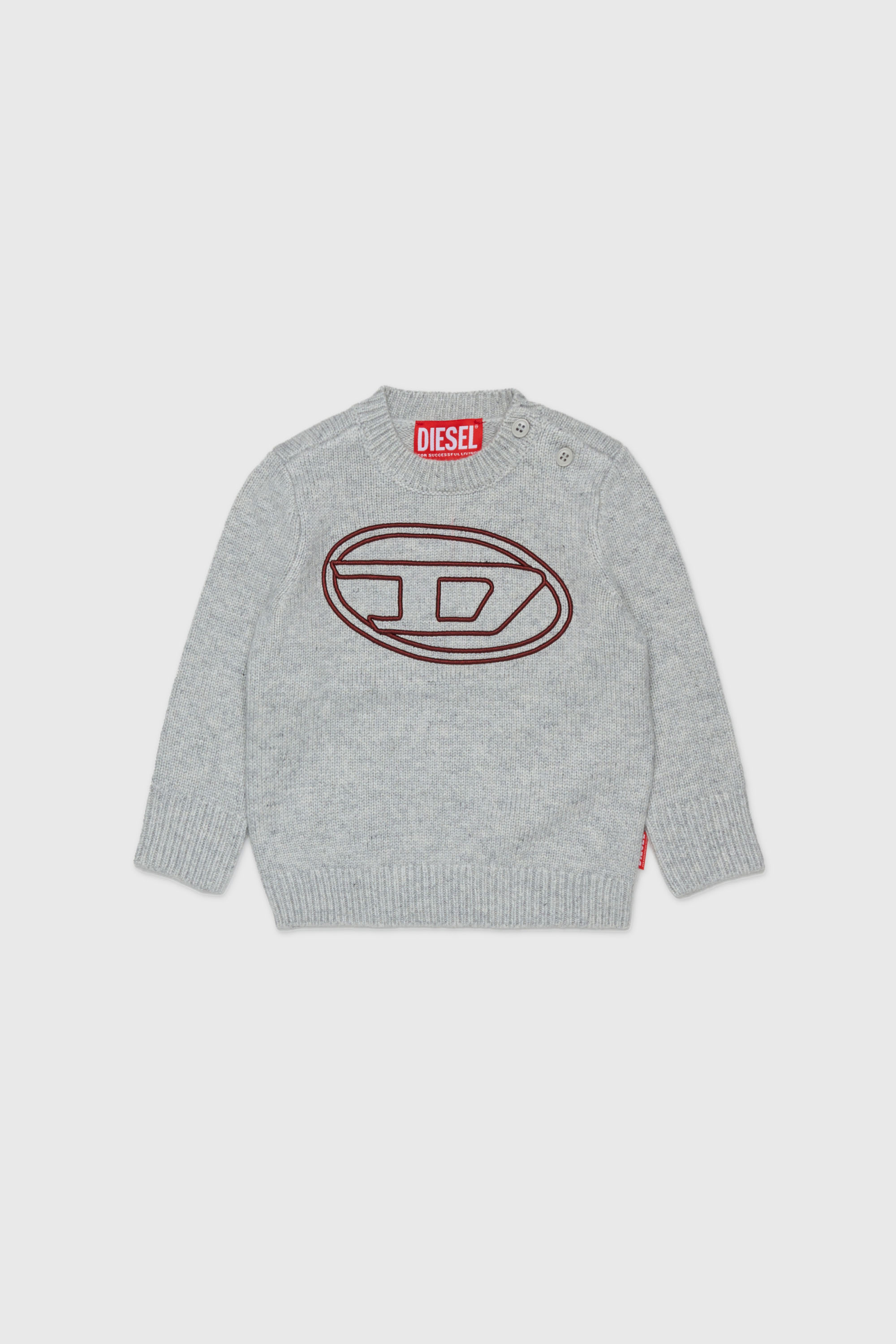 Diesel - KOMYB, Herren Pullover mit Kaschmiranteil und gro&szlig;em Oval D in Grau - 1
