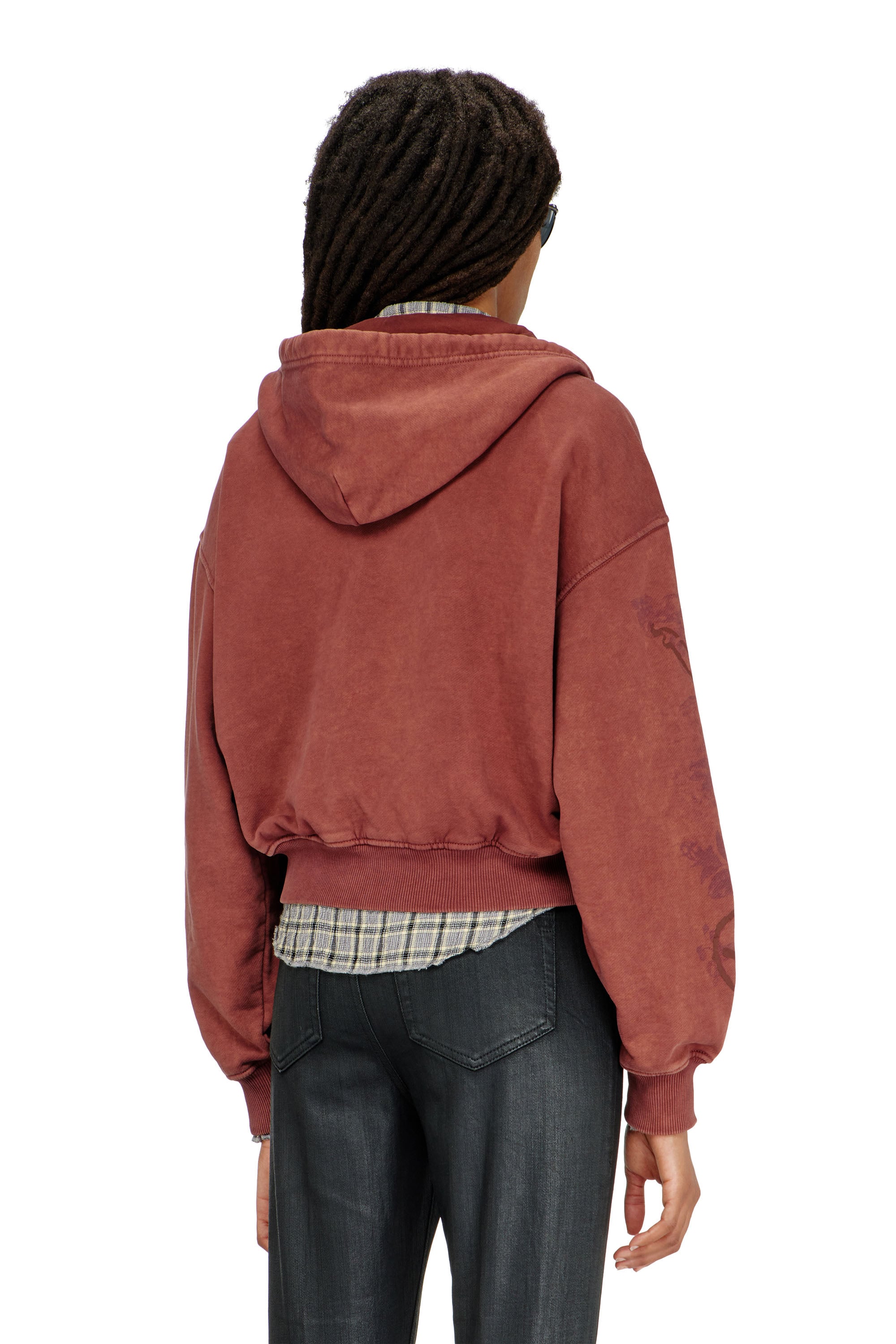 Diesel - F-ELYCY, Sweat &agrave; capuche zipp&eacute; avec logo floral en relief Femme in ToBeDefined - 4