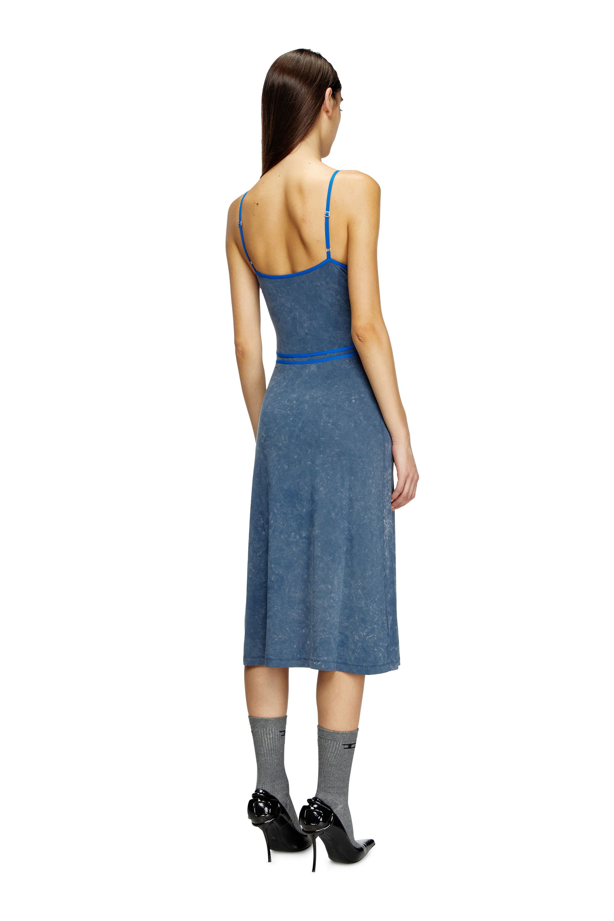 Diesel - D-WOW, Robe à bretelles avec détails effet sous-vêtement Femme in Bleu - 4