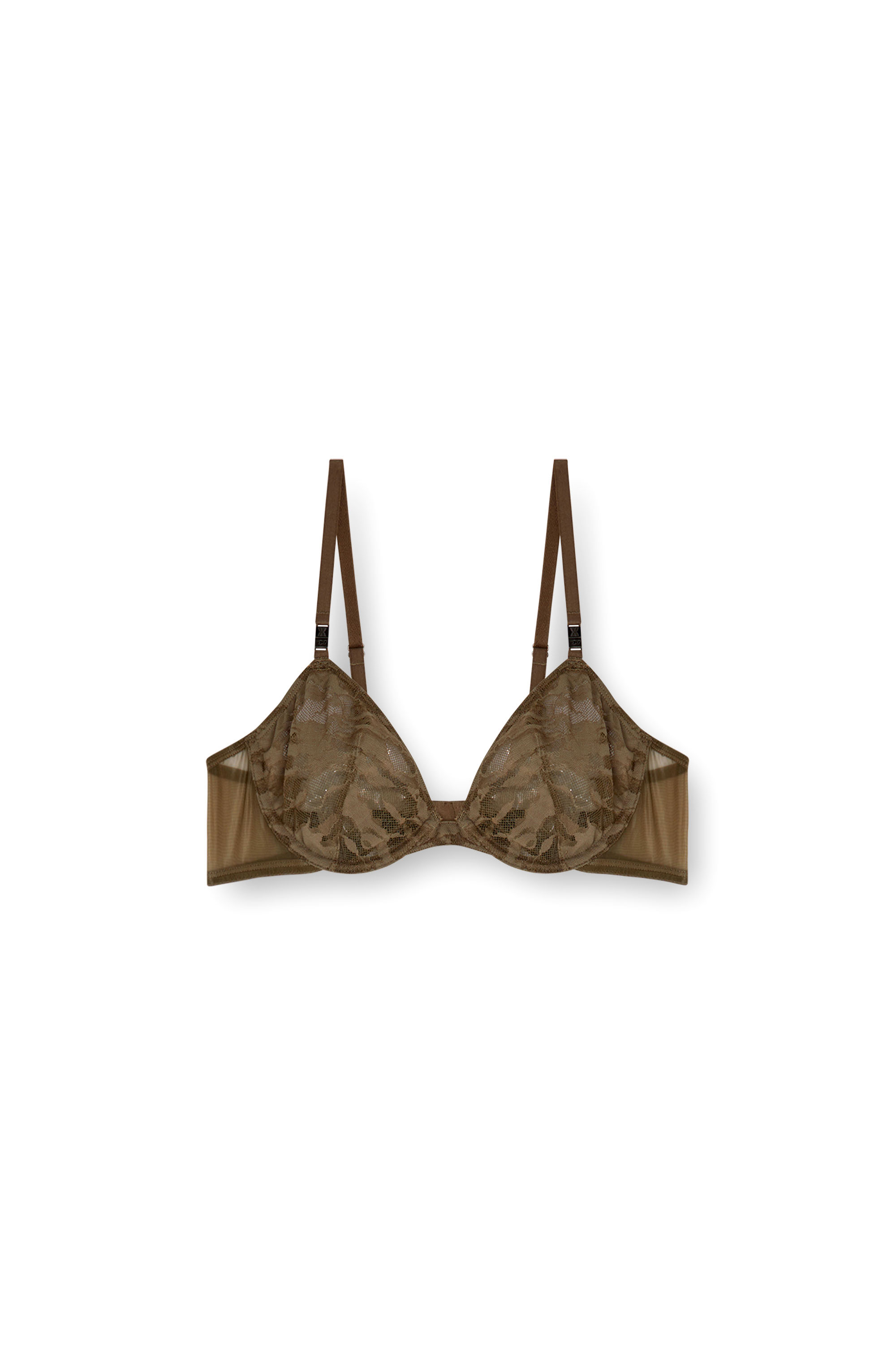 Diesel - C-CAMO-LACE-PLUNGE-BRA, Reggiseno plunge in pizzo camouflage Donna in Marrone - 4