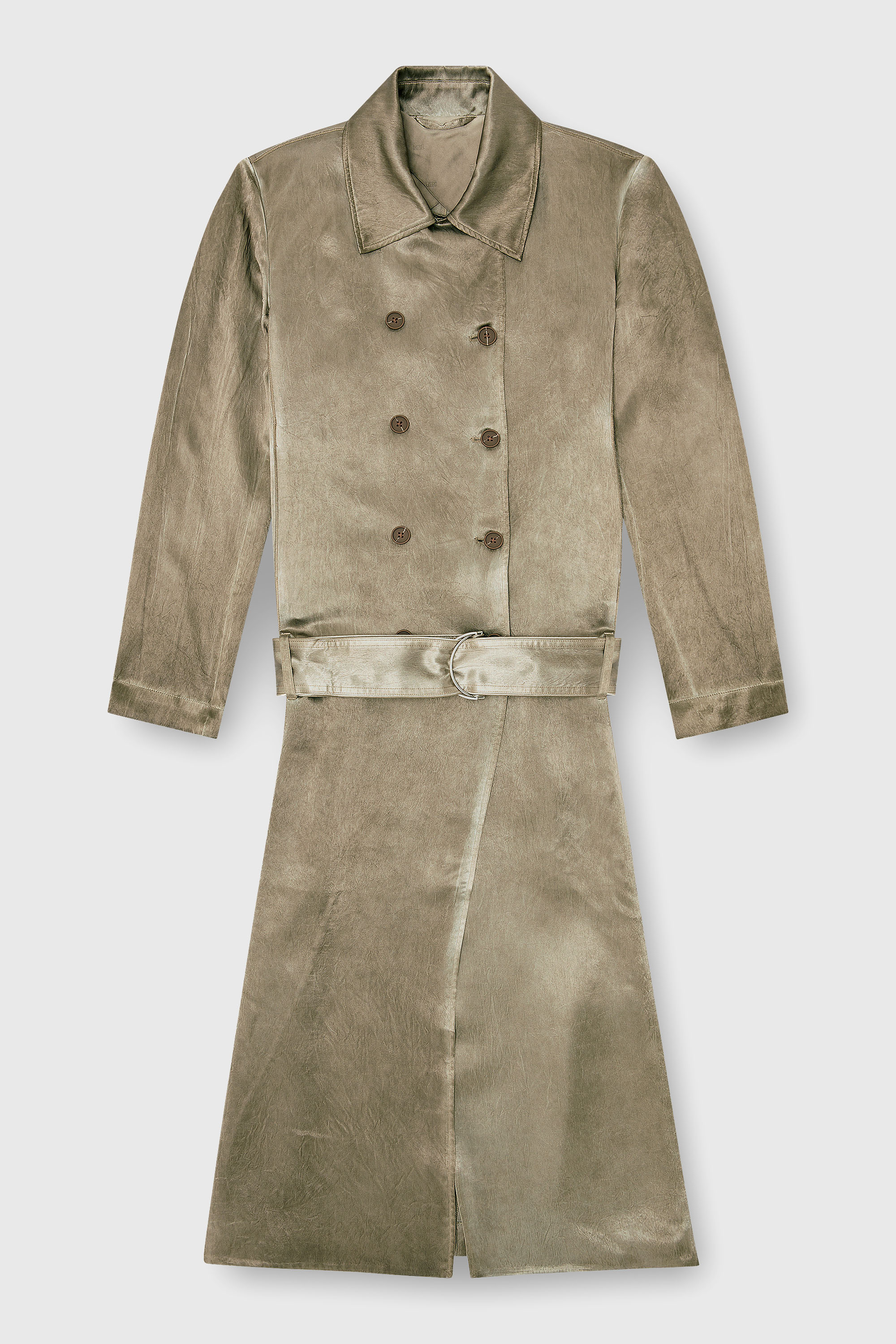 Diesel - G-LADES, Trench coat en satin froiss&eacute; Femme in Marron - 2
