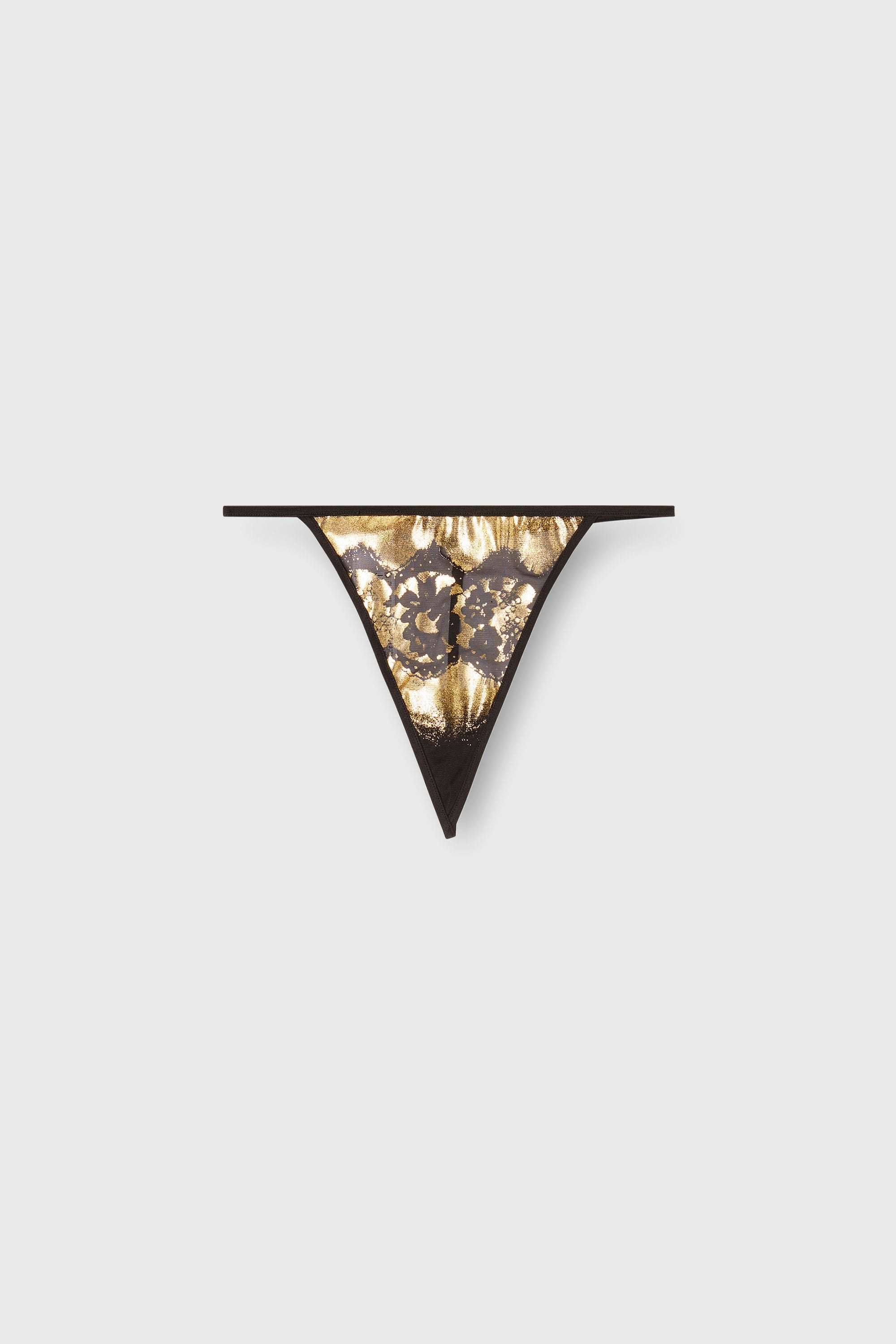 Diesel - D-STRING-GFT, Damen Stretch-T&uuml;ll-String mit Metallic-Spitzen-Effekt in Schwarz/Gold - 2