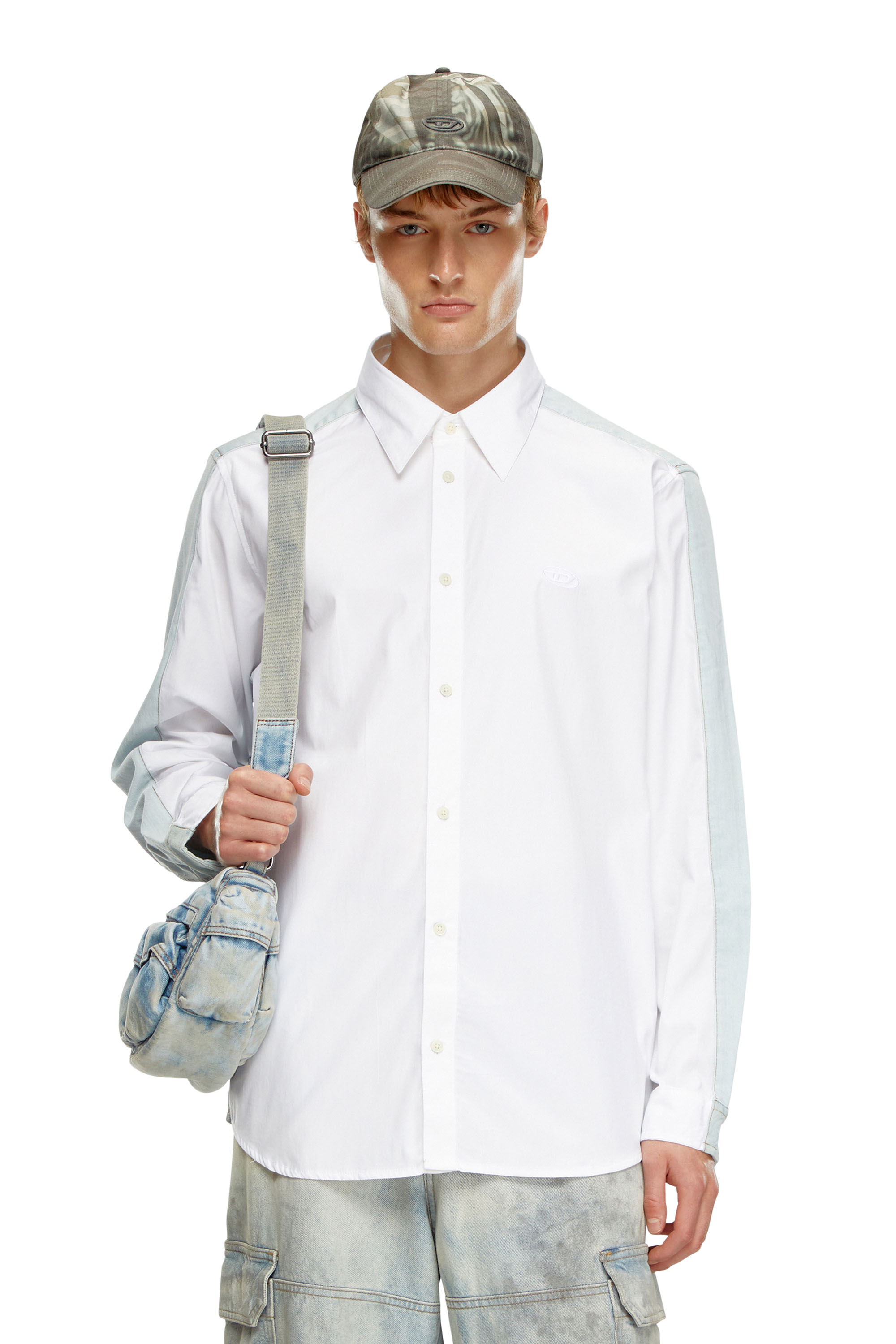 Diesel - S-SIMPLY-DNM, Man Shirt in cotton poplin and denim in Multicolor - Image 1