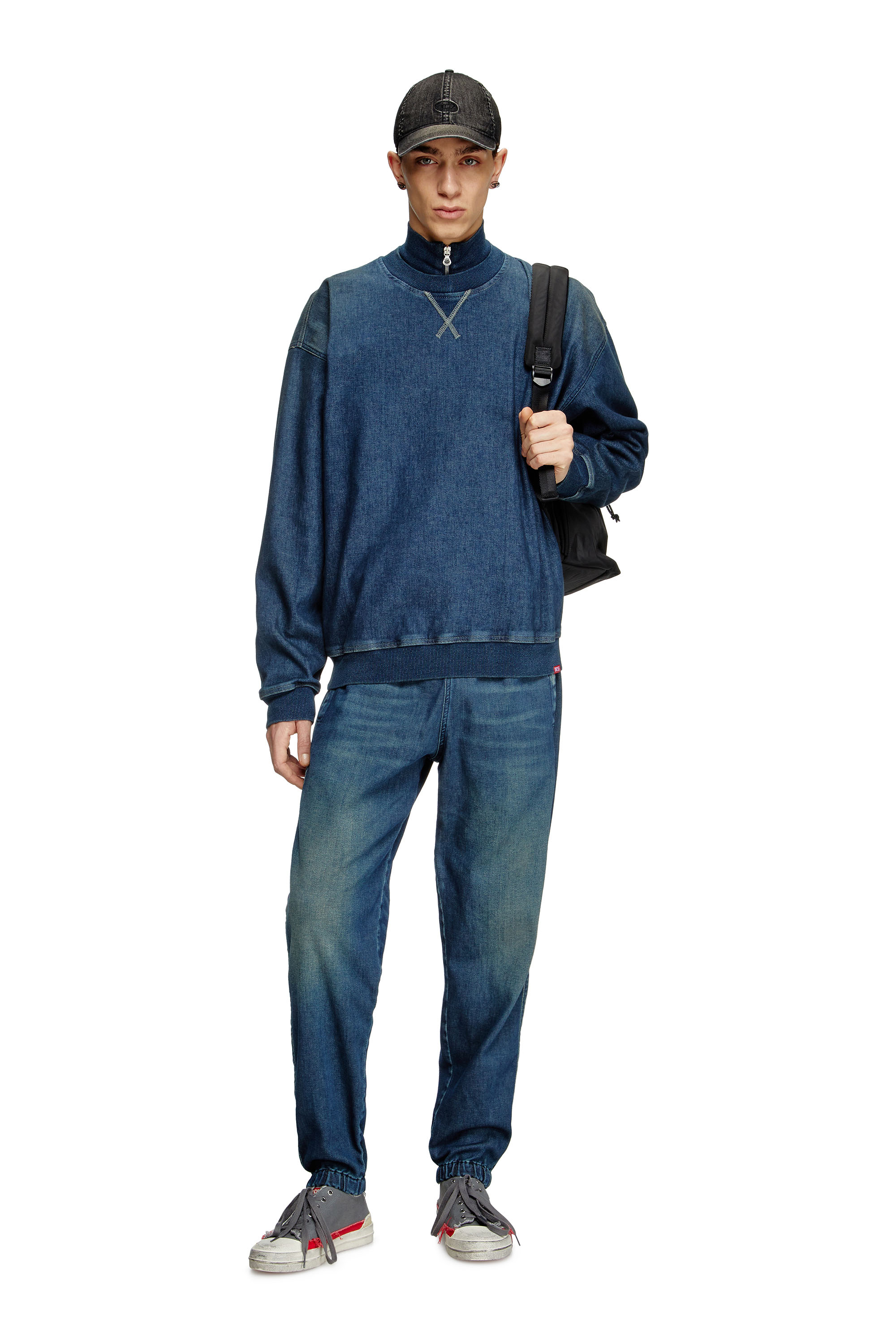 Diesel - D-KRIBY-S TRACK, Sweat-shirt en Track Denim Mixte in Bleu - 2