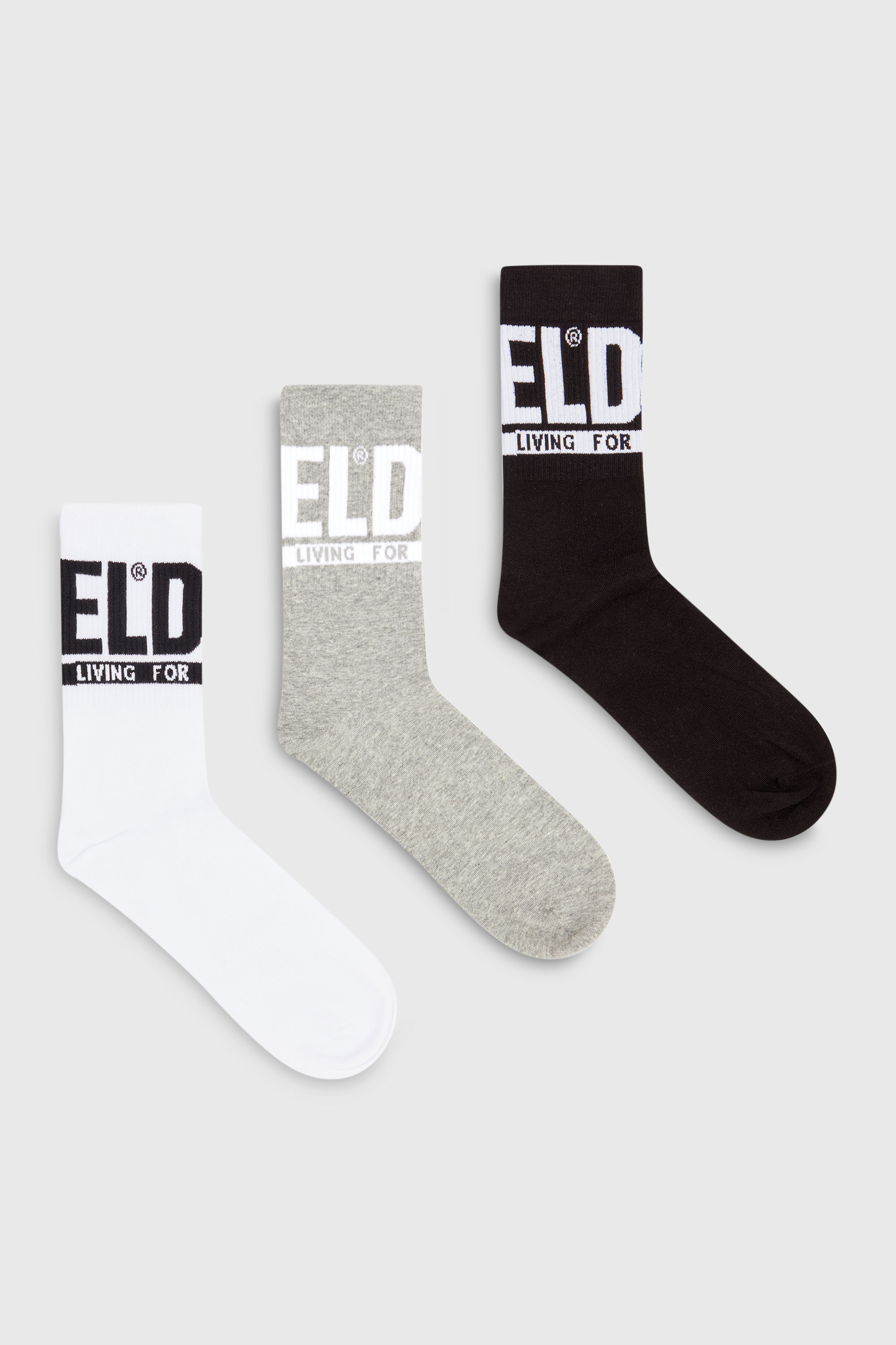 Diesel - SKM-RAY-THREEPACK, Lot de trois paires de chaussettes avec revers &agrave; logo Homme in Polychrome - 1