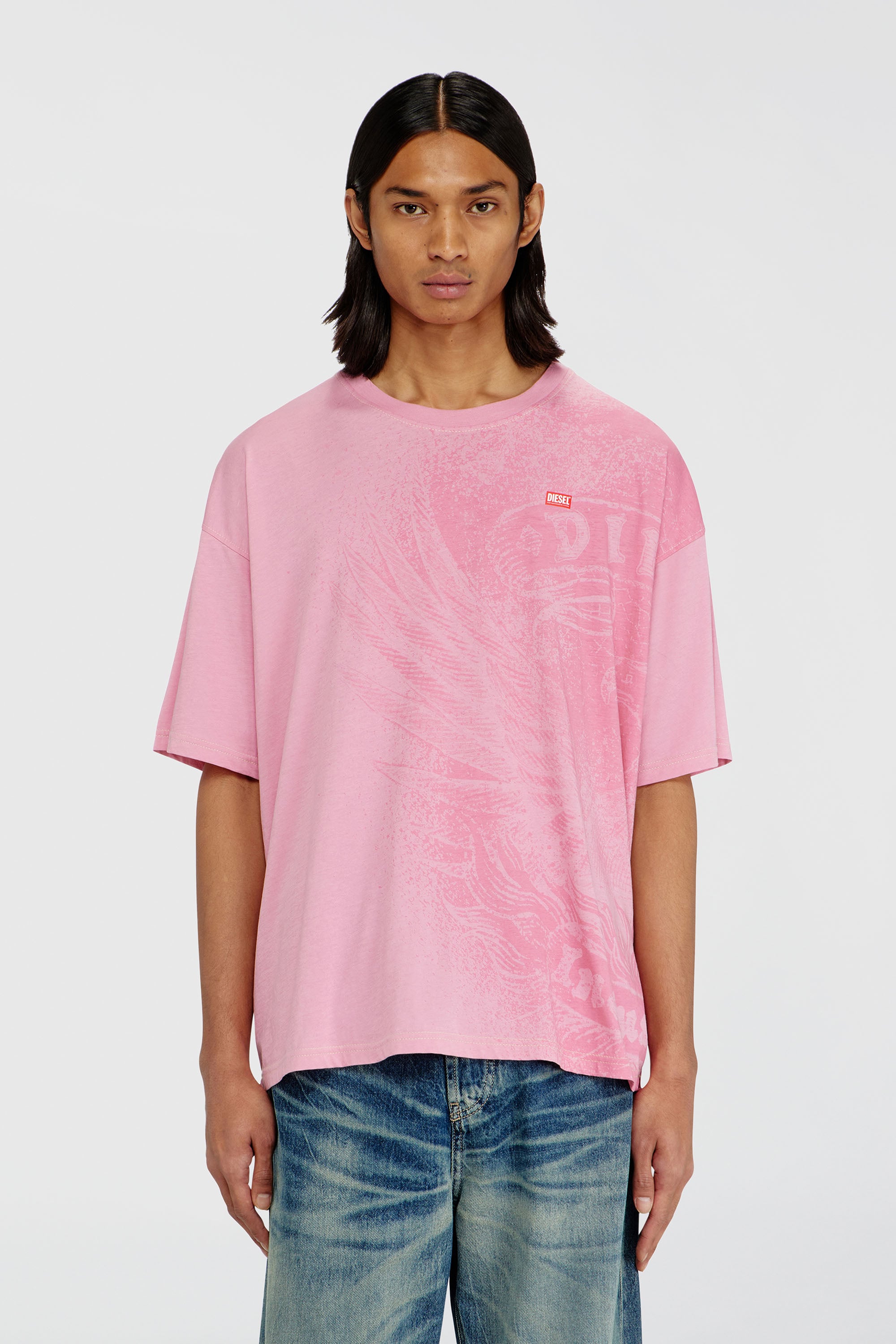 Diesel - T-BOXT-AA3, Herren Locker geschnittenes T-Shirt mit Pigmentdruck in Rosa - 1