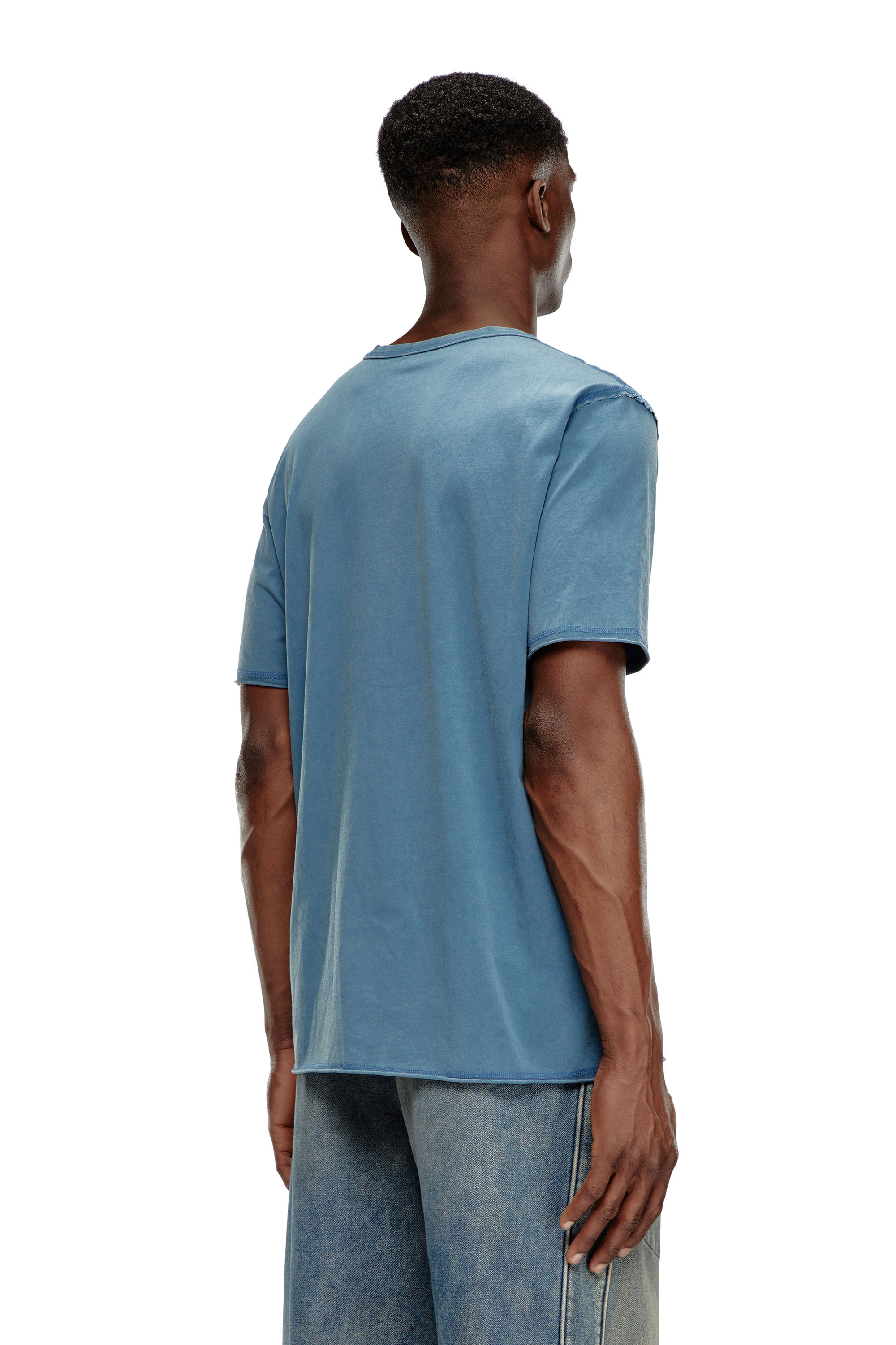 Diesel - T-RAWJUST, Herren Verblasstes T-Shirt mit farblich abgestimmter Stickerei in Blau - Image 4