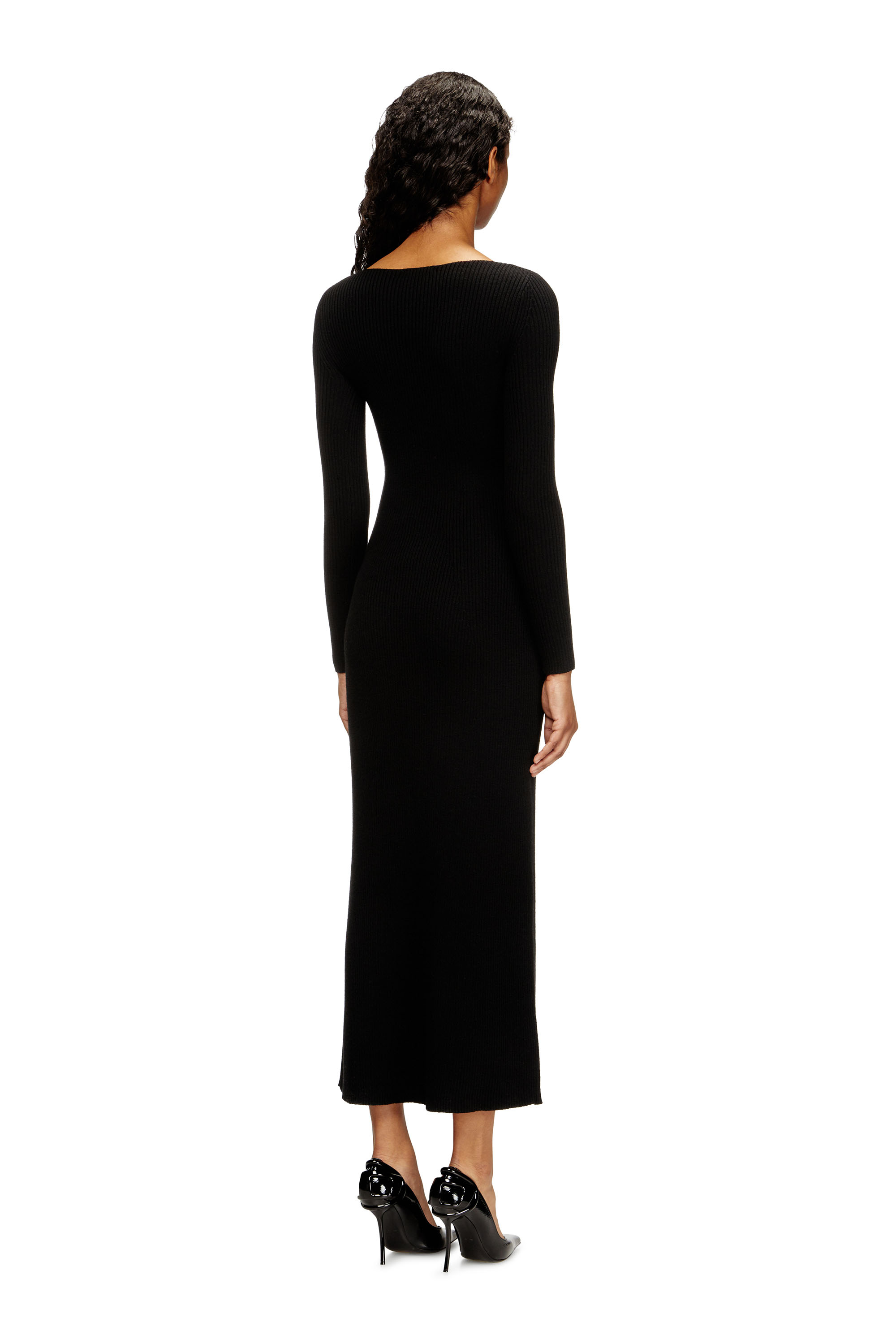 Diesel - M-OLONI, Abito midi in lana con intarsio Donna in Nero - 4