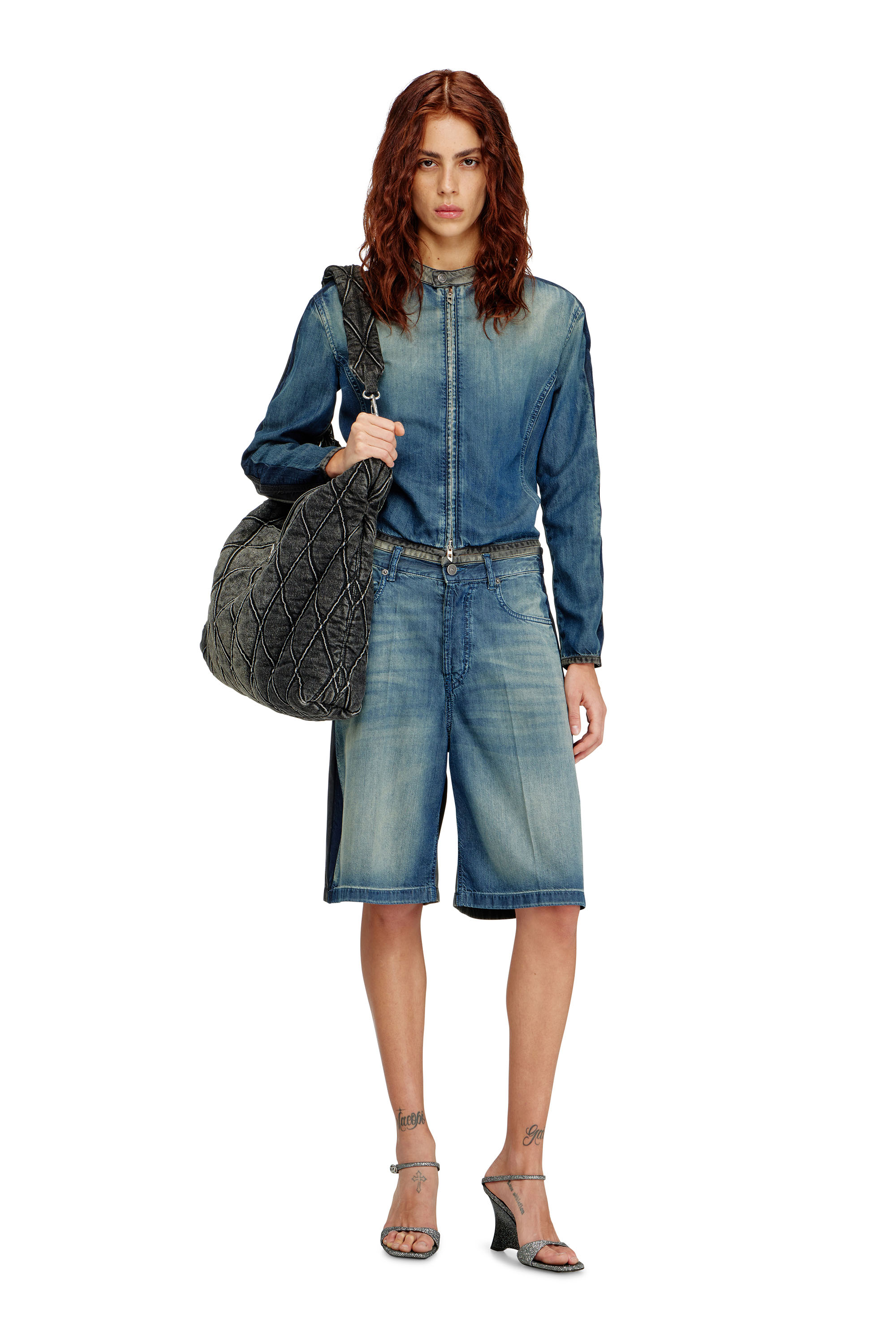 Diesel - DE-SIRE-SHORT-S1, Bermuda in denim con lavaggi a contrasto Donna in ToBeDefined - 2