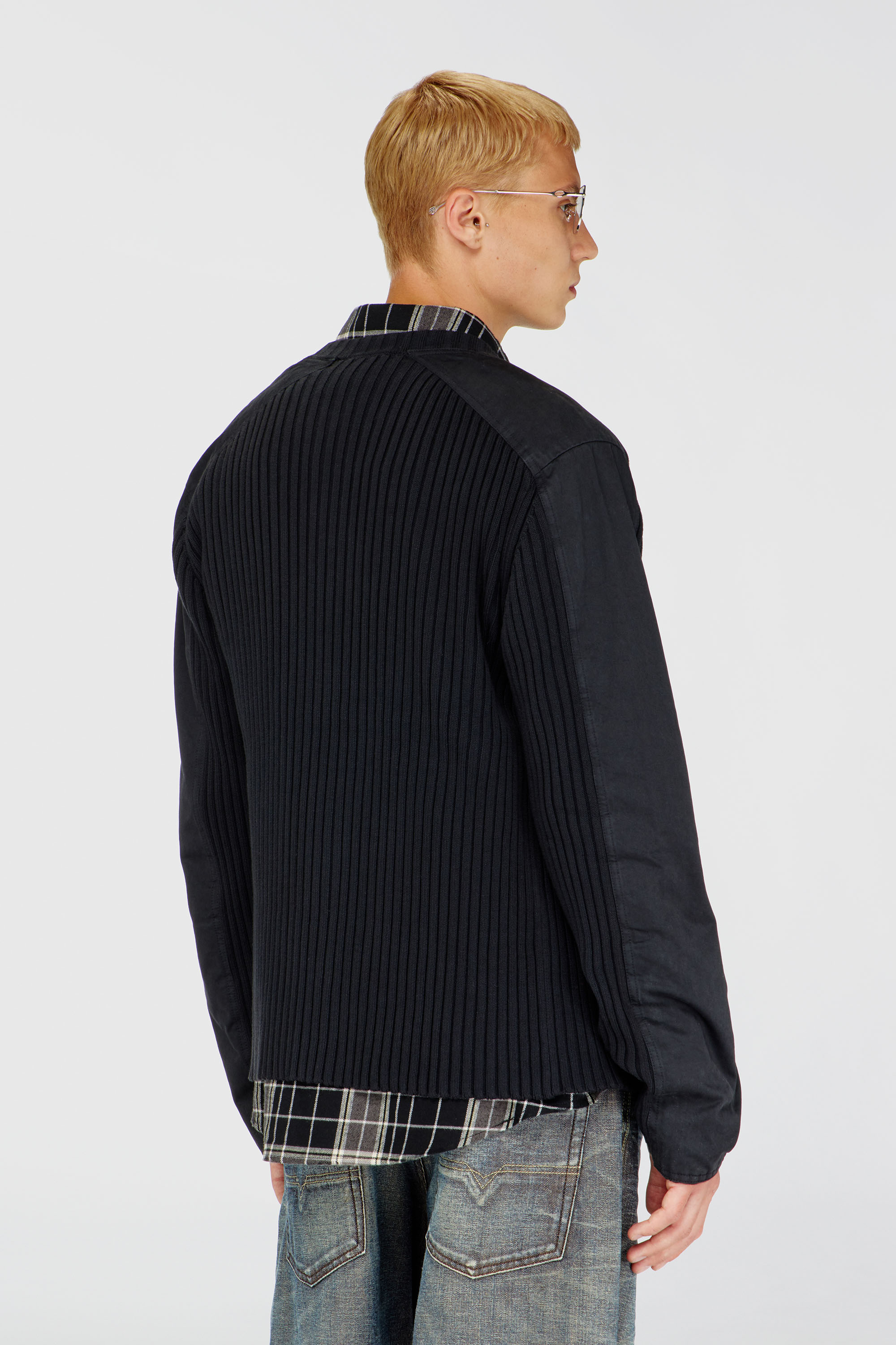 Diesel - K-MATTY, Cardigan con zip e pannelli utility Uomo in Nero - 4