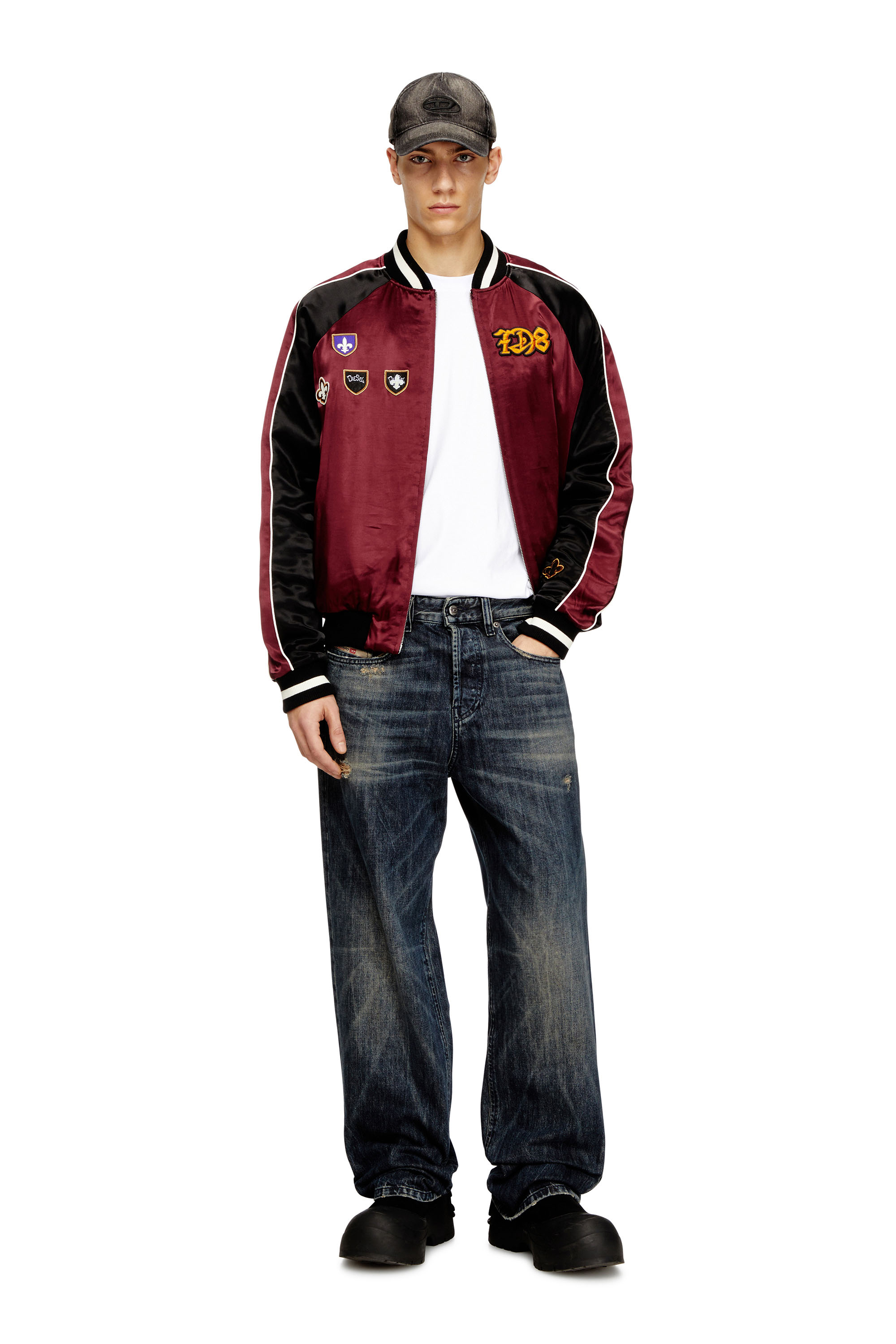Diesel - J-FOULKES-CP, Veste souvenir en satin Homme in Polychrome - 2