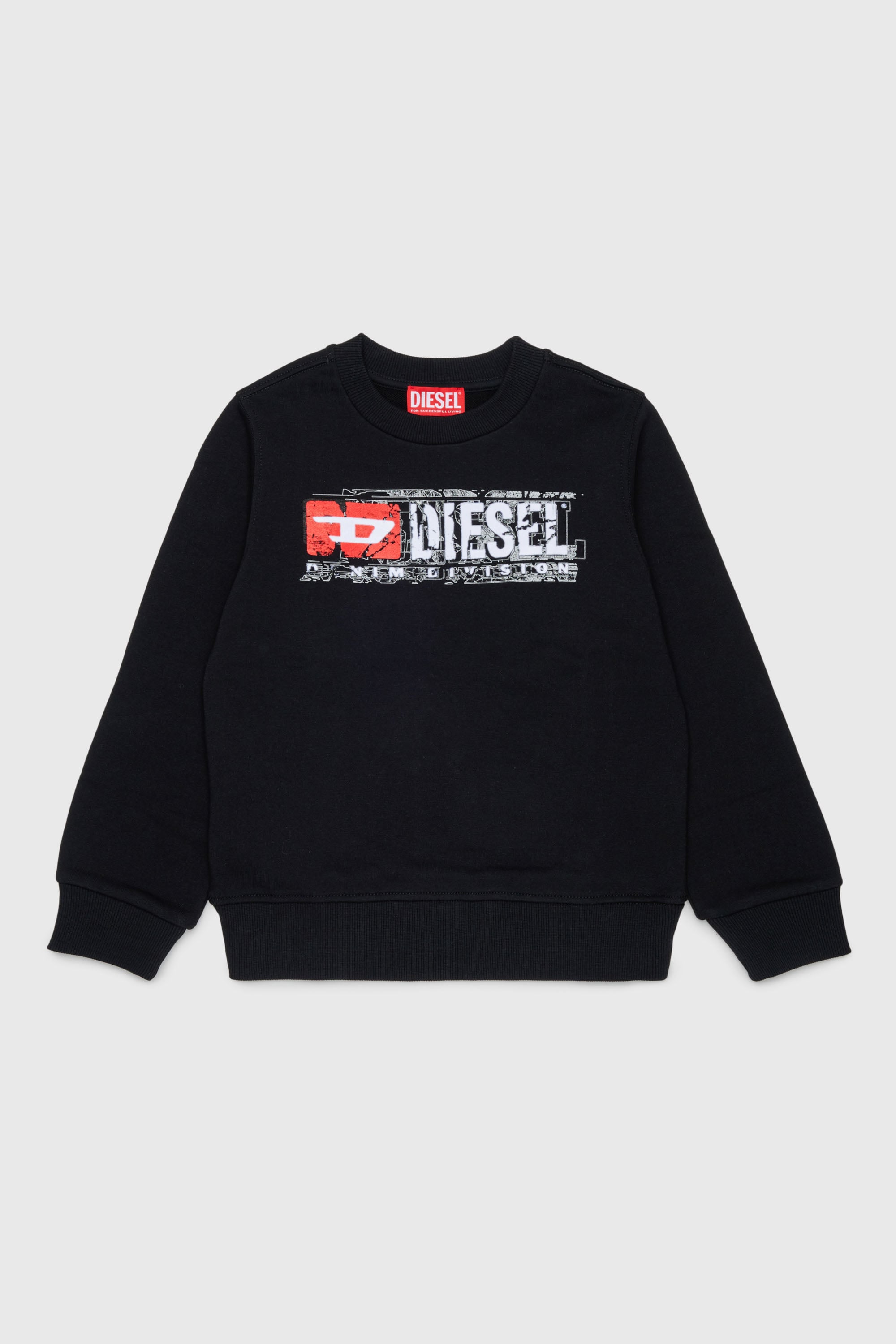 Diesel - SLOMIX, Sweat-shirt avec logo effet us&eacute; Homme in Noir - 1