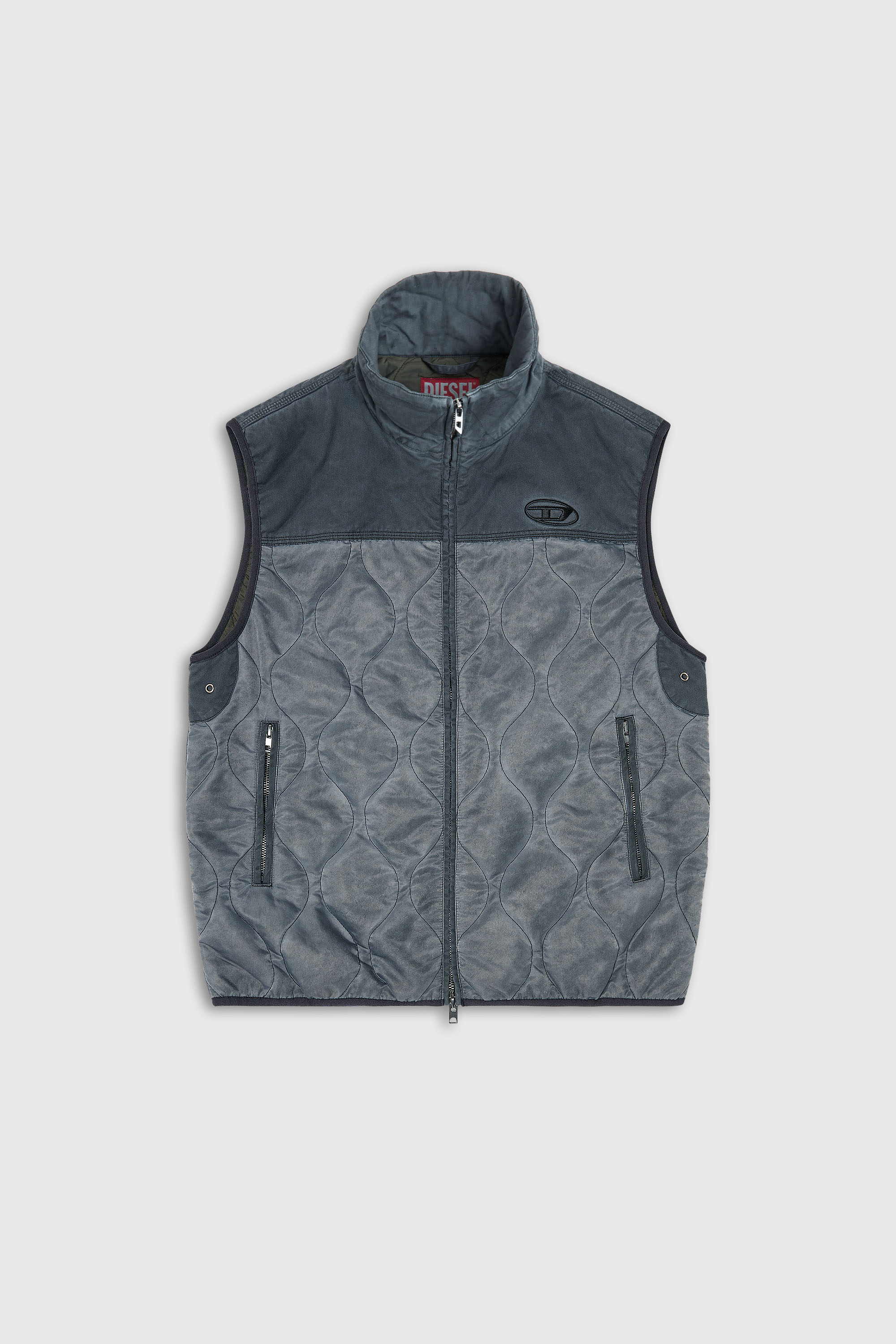 Diesel - J-ALVAR, Herren Gestepolsterte Weste mit flauschigem Kragenfutter in Dunkelgrau - 2