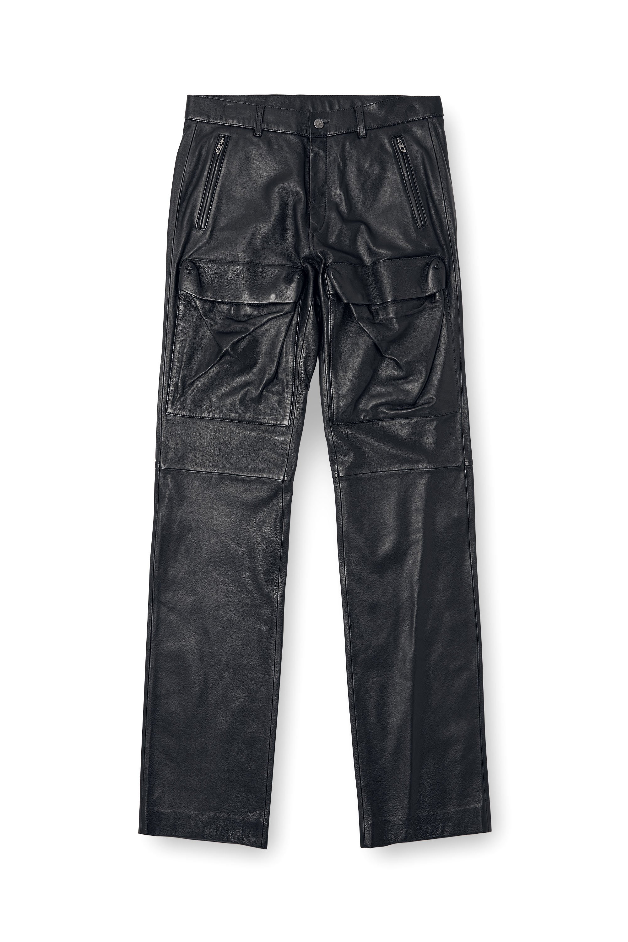 Diesel - P-GAST, Pantaloni in pelle con tasche utility Uomo in Nero - 3