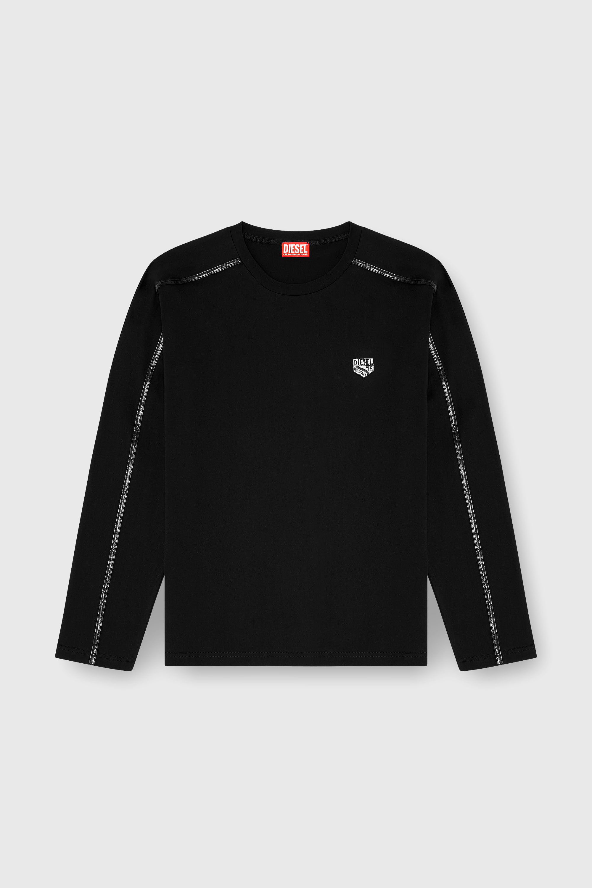 Diesel - T-NORM-LS-FL, T-shirt &agrave; manches longues avec finitions ton sur ton Homme in Noir - 2