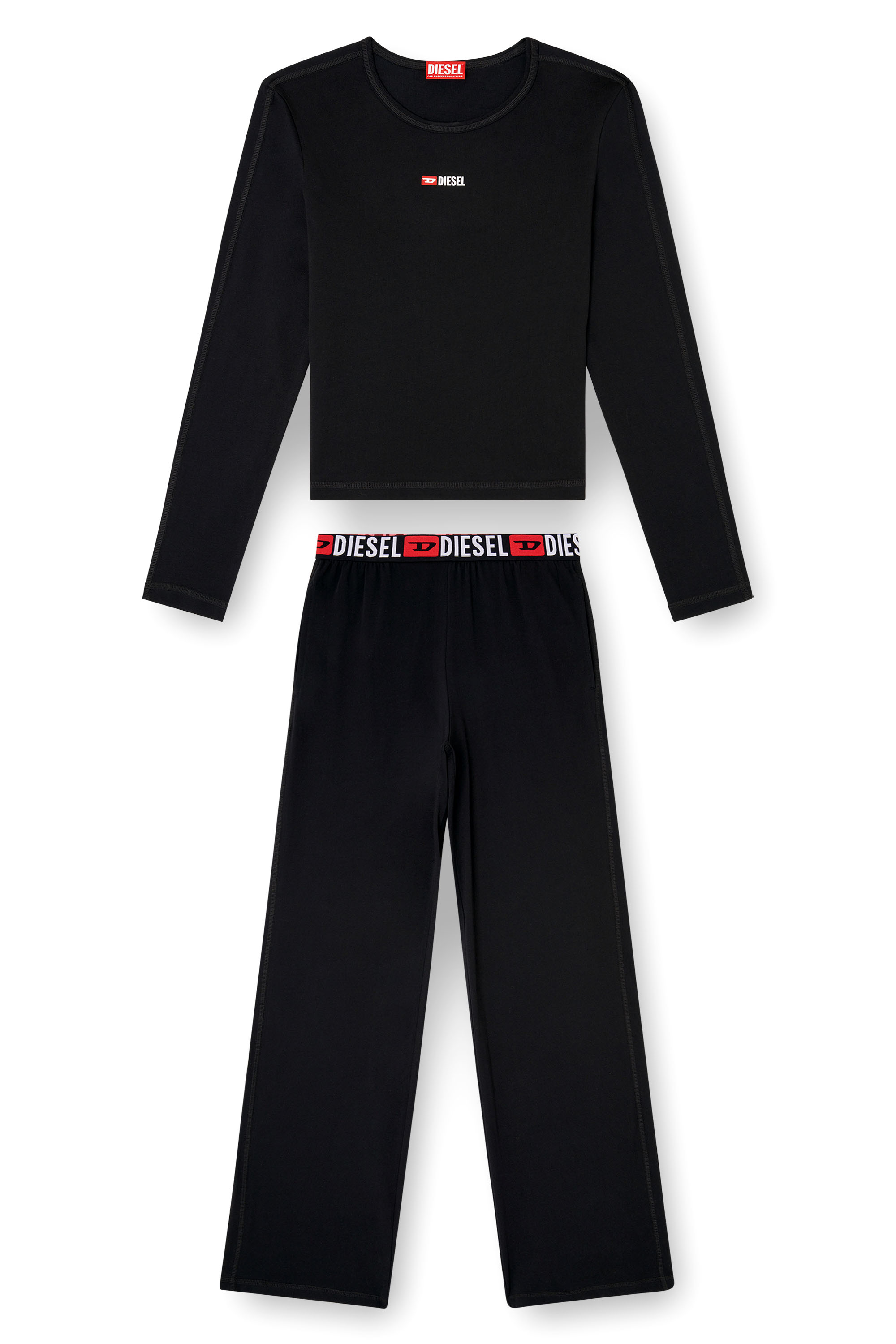 Diesel - SET-GILDA-D-CORE, Damen Pyjamas aus Stretch-Baumwolle in Schwarz - 2