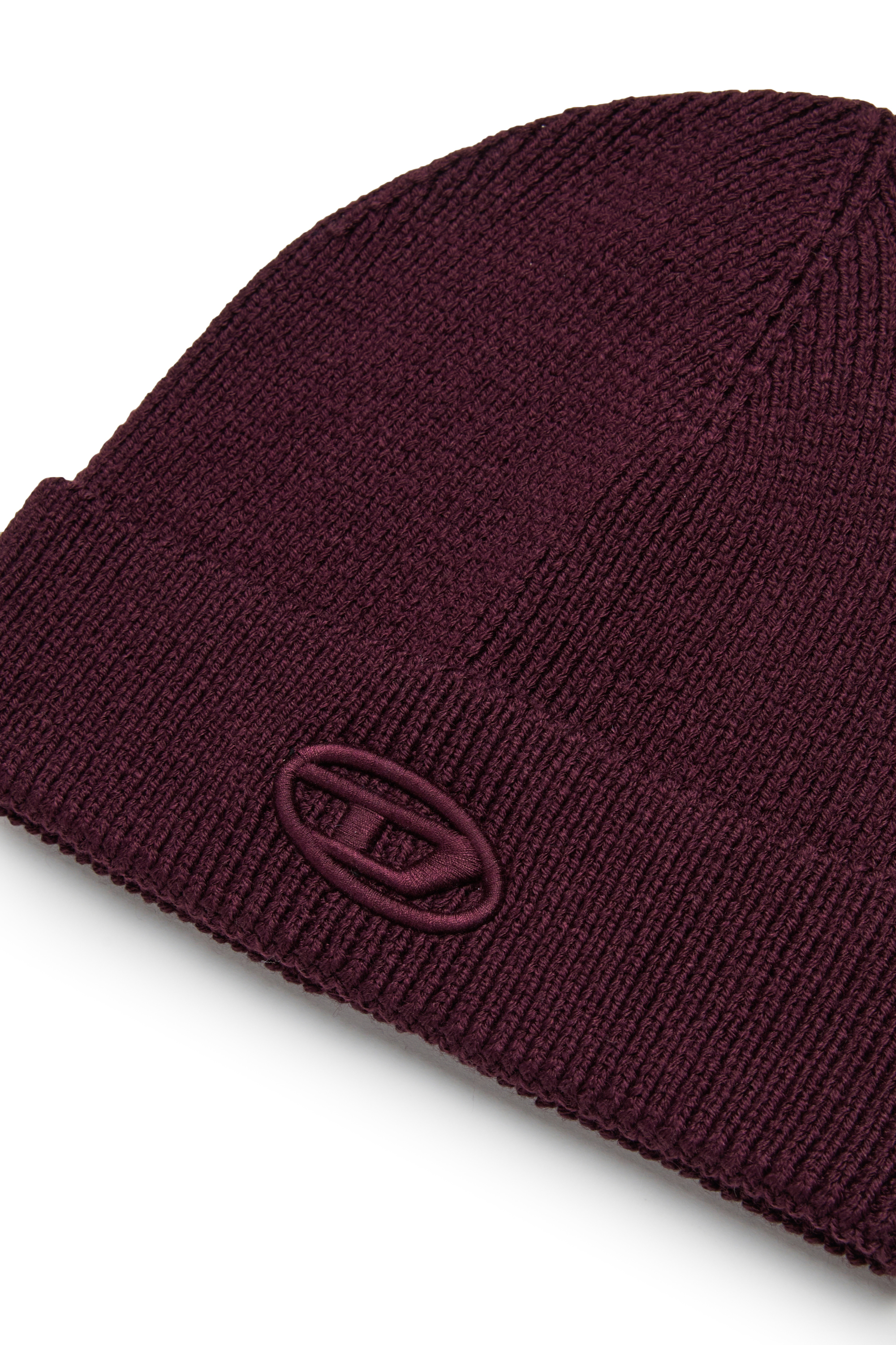 Diesel - FKCODERFULLYC, Unisex Wollmütze mit gesticktem Logo in Dunkelviolett - 3