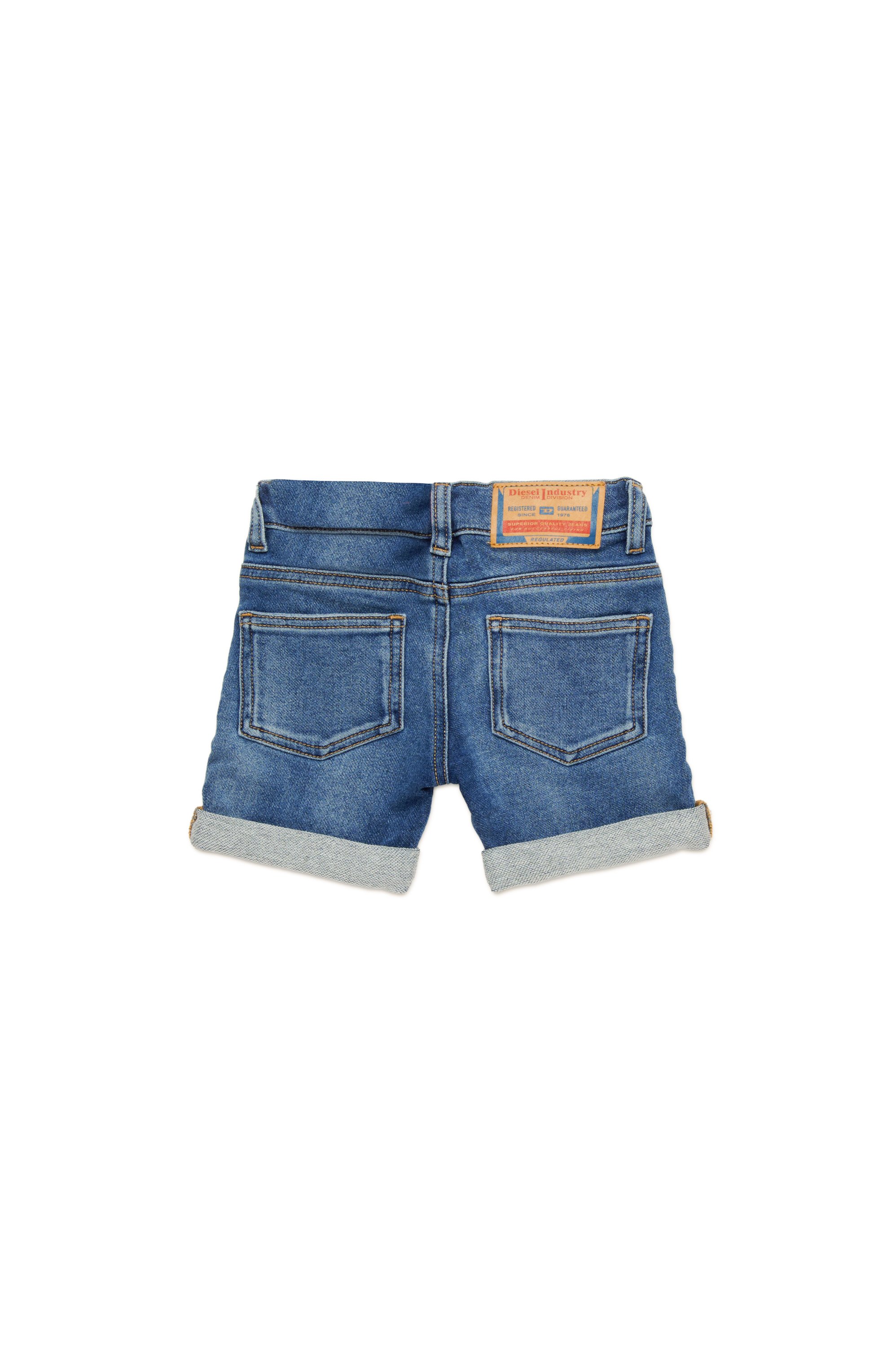 Diesel - PGALLYB JJJ, Short en tissu JoggJeans effet vieilli avec revers Mixte in Bleu - 2